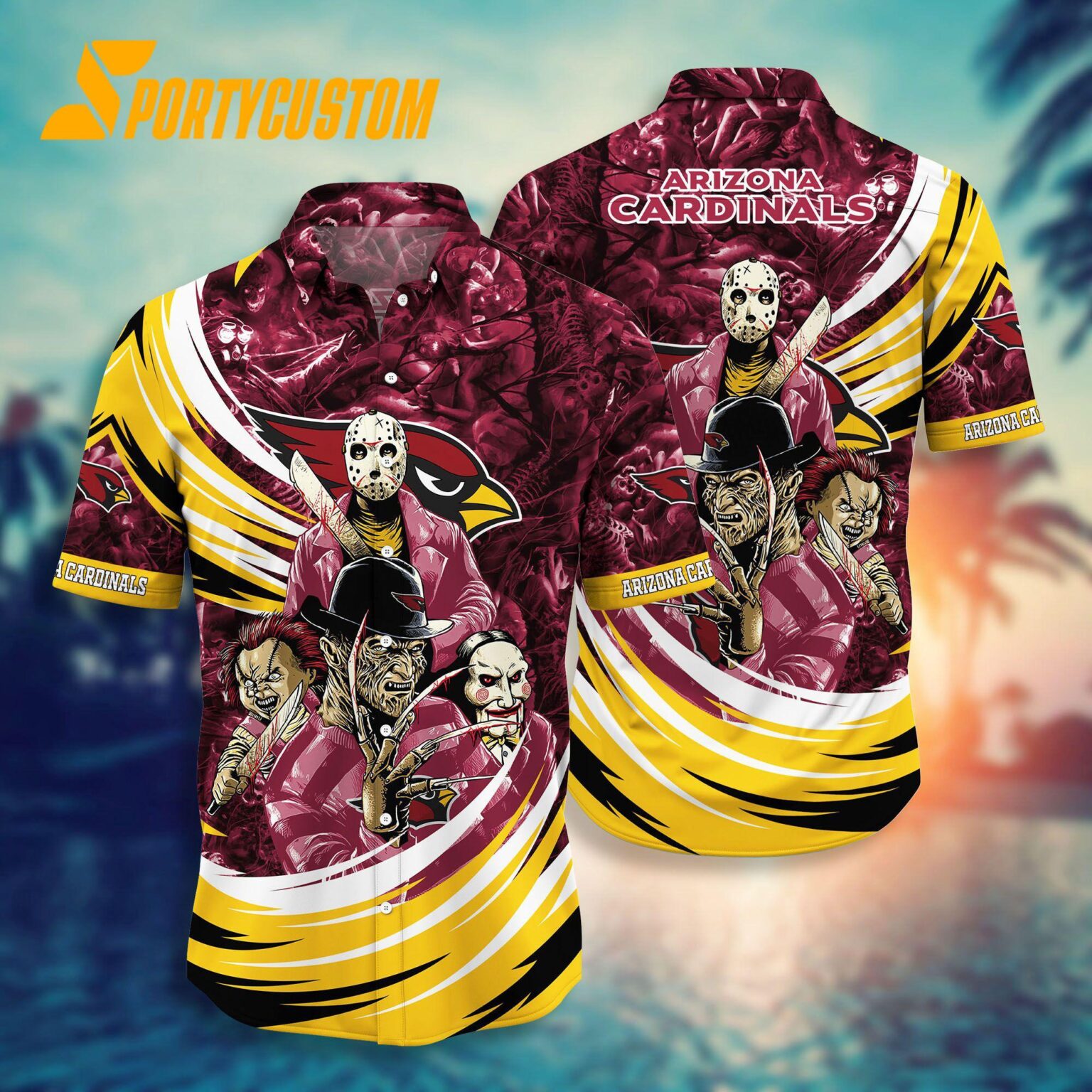 NFL Arizona Cardinals Halloween Horror Movies Summer Hawaiian Shirts