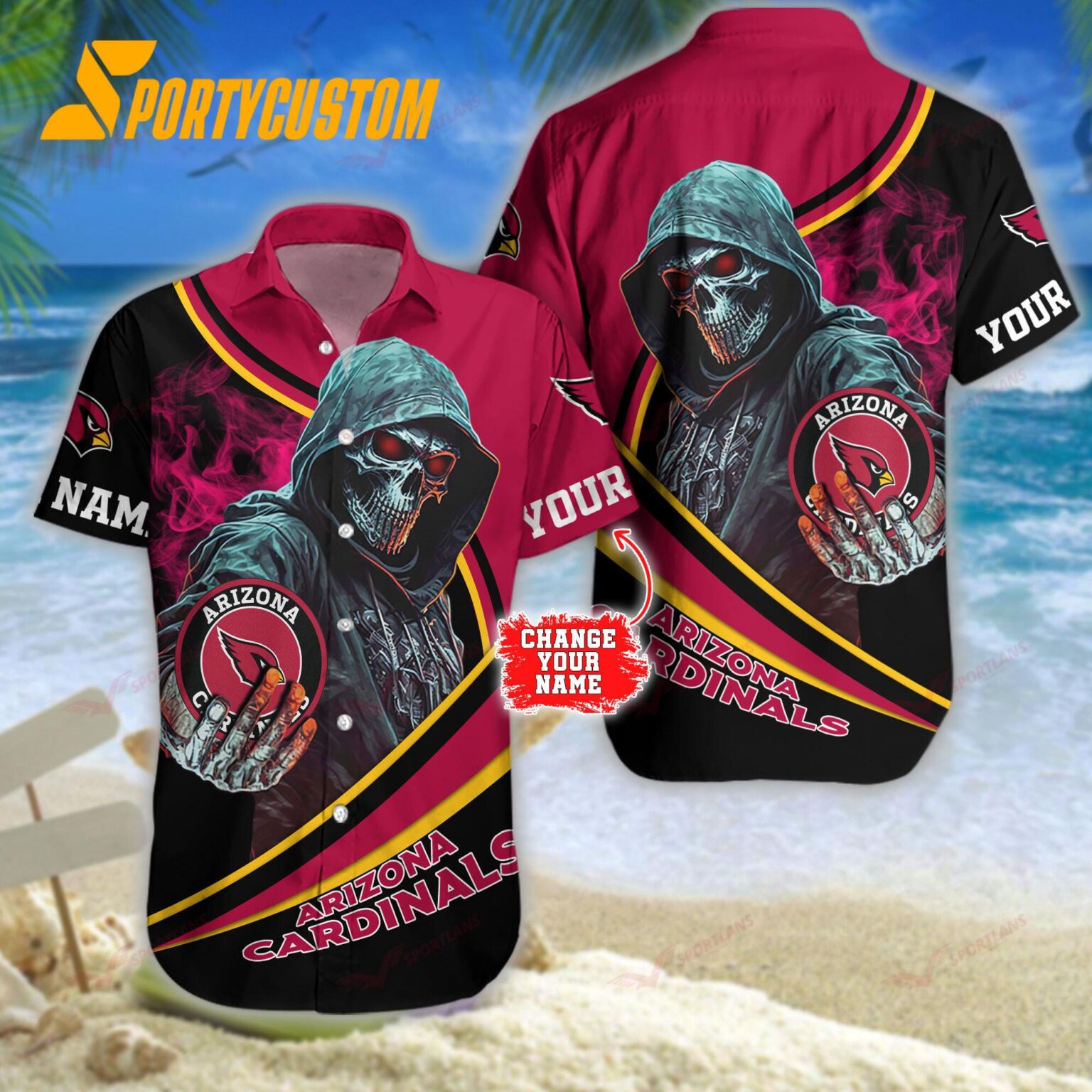NFL Arizona Cardinals Personalized Skull Football Summer Hawaiian Shirt
