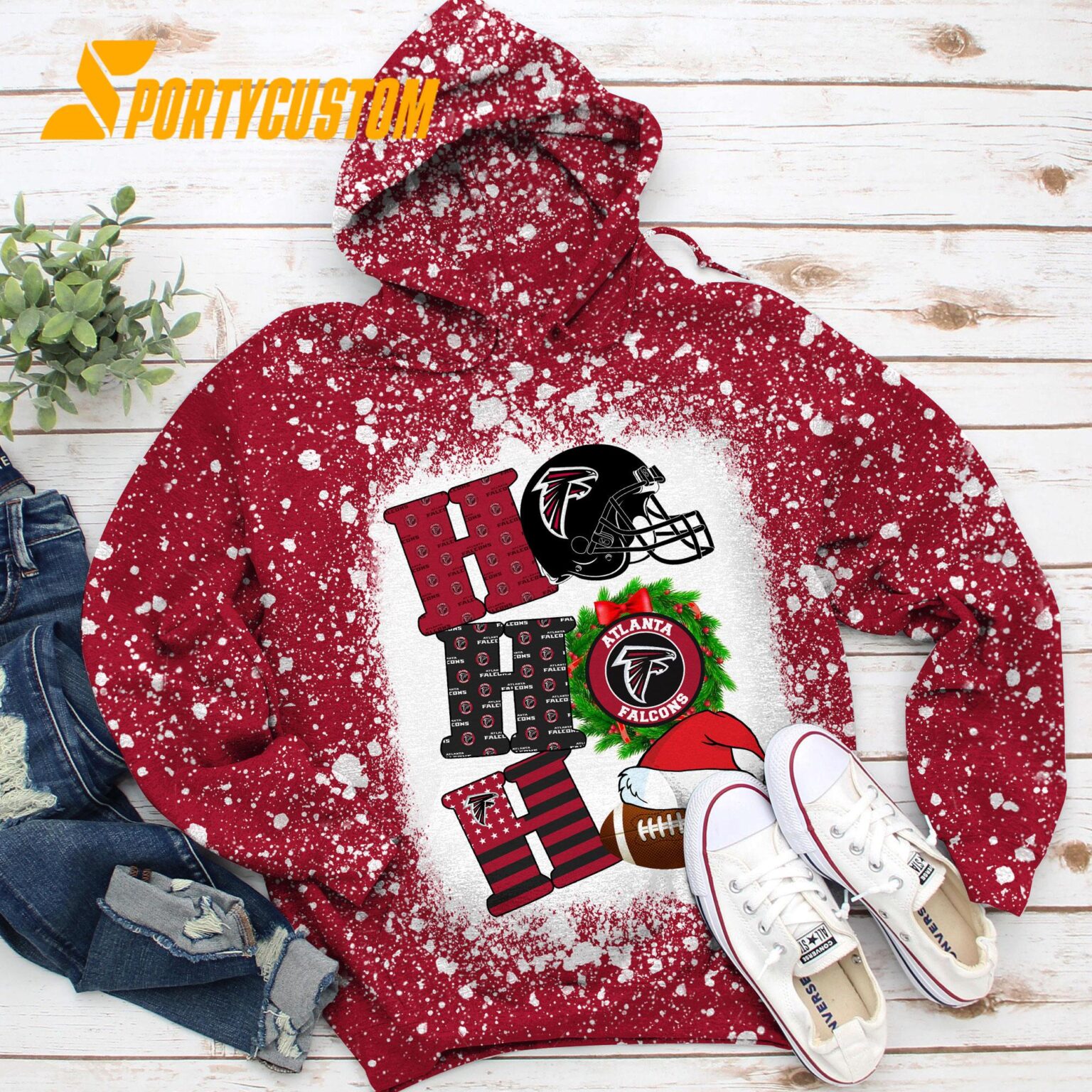 NFL Atlanta Falcons Football Santa Hats HoHoHo Christmas Unisex TShirt, Hoodie, Sweatshirt