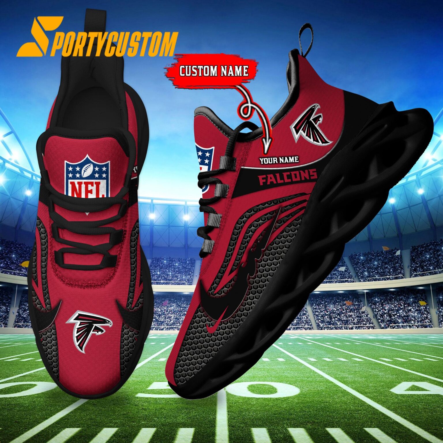 NFL Atlanta Falcons Football Team New Design Max Soul Shoes Sneaker