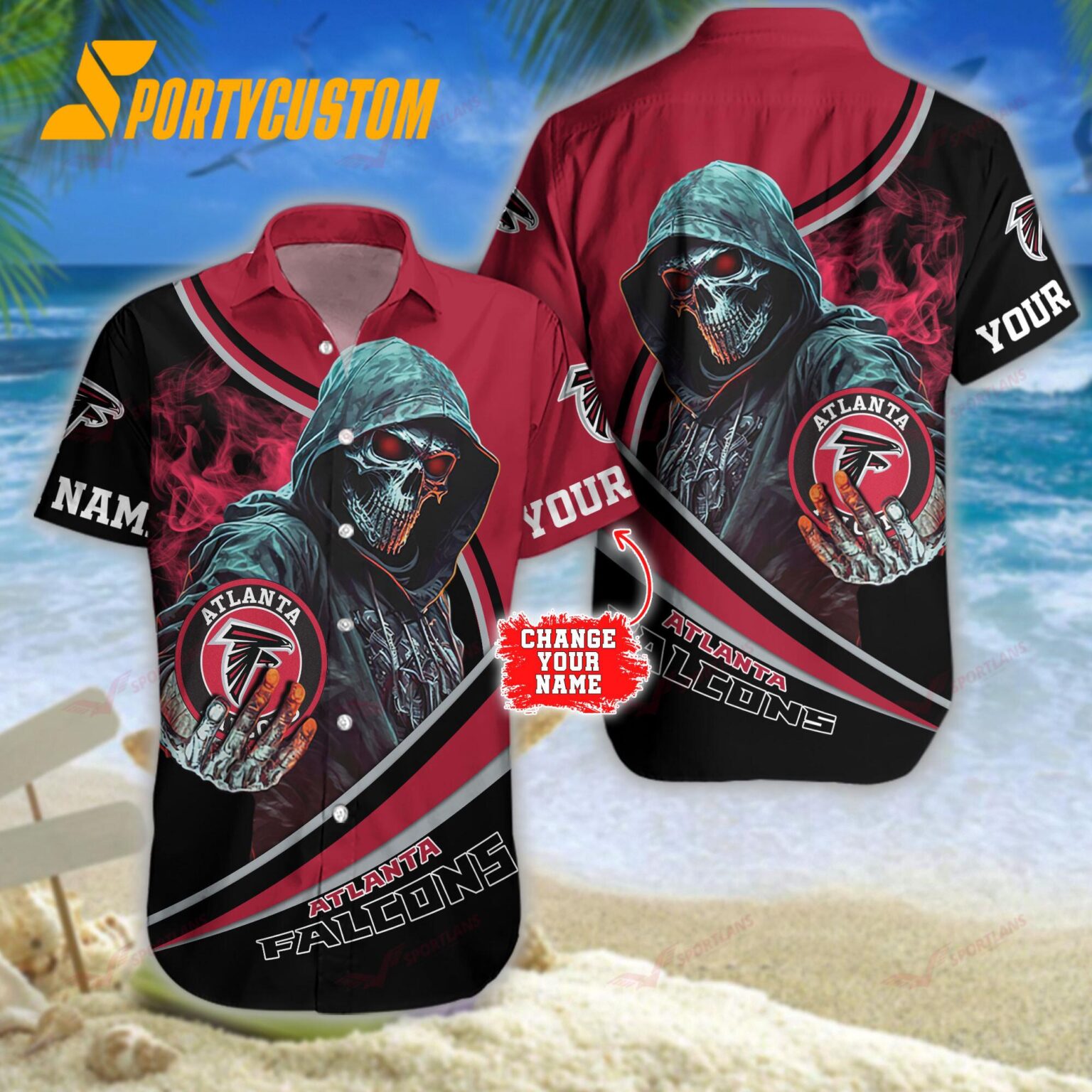 NFL Atlanta Falcons Personalized Skull Football Summer Hawaiian Shirt