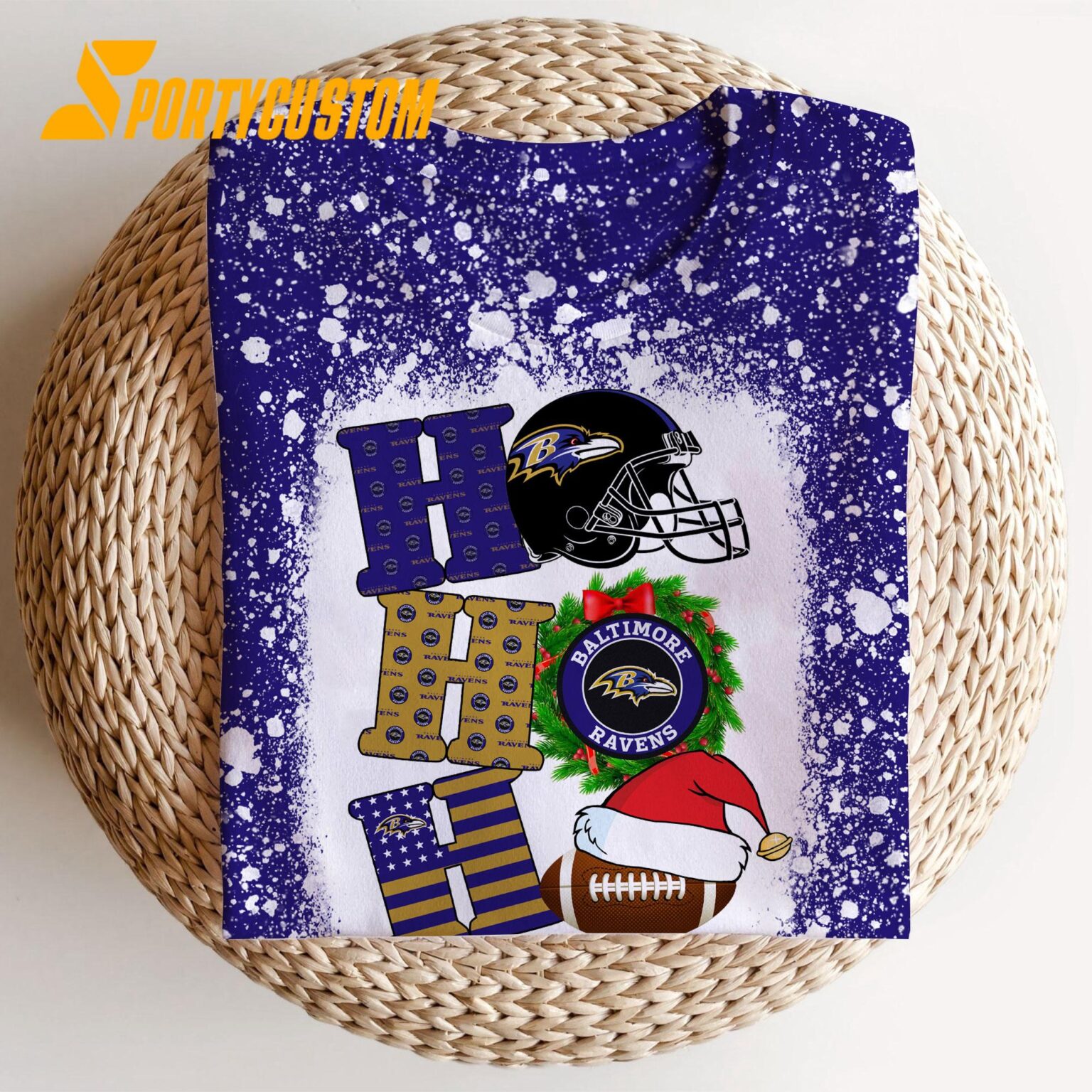 NFL Baltimore Ravens Football Santa Hats HoHoHo Christmas Unisex TShirt, Hoodie, Sweatshirt
