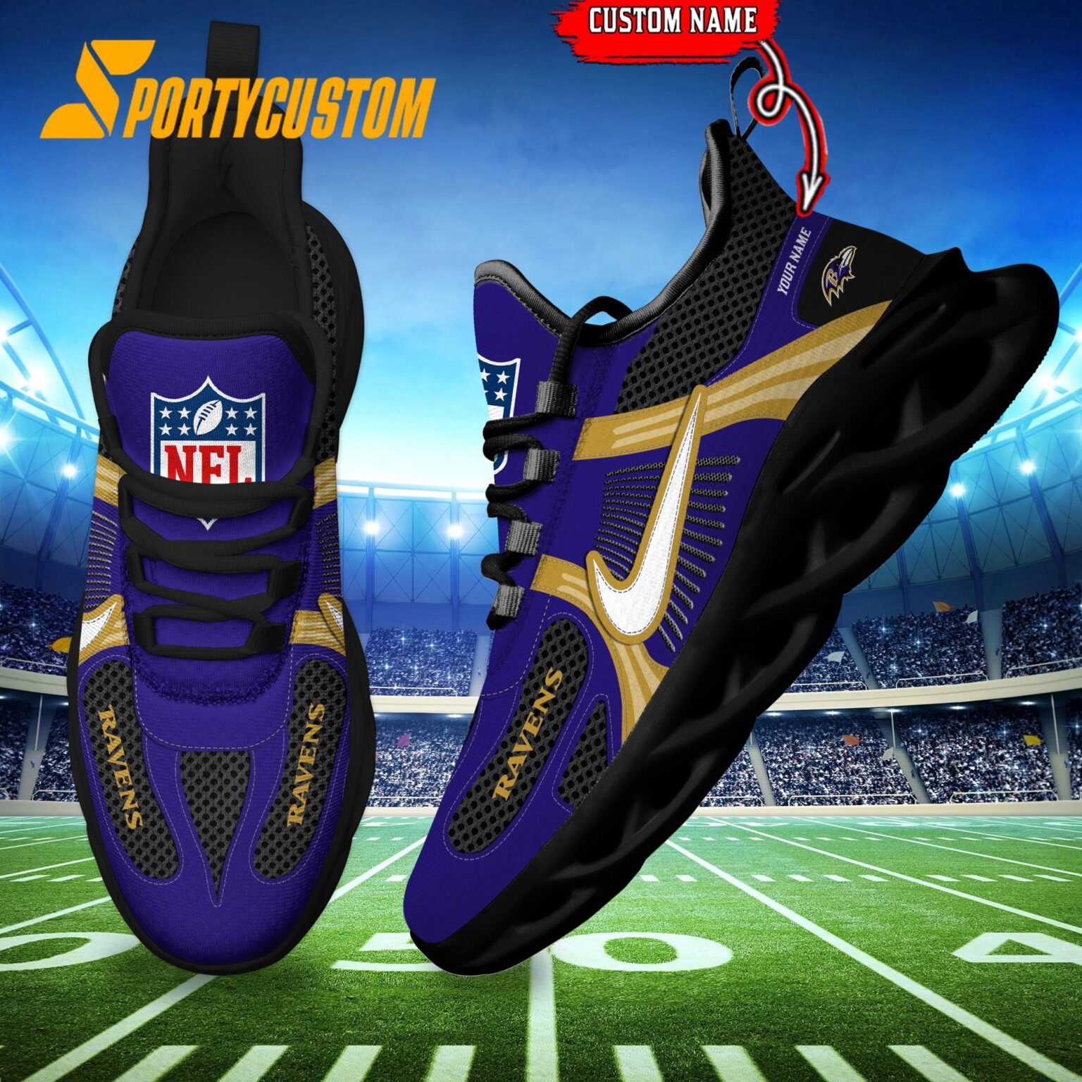 NFL Baltimore Ravens Logo Football Team New Season Max Soul Shoes