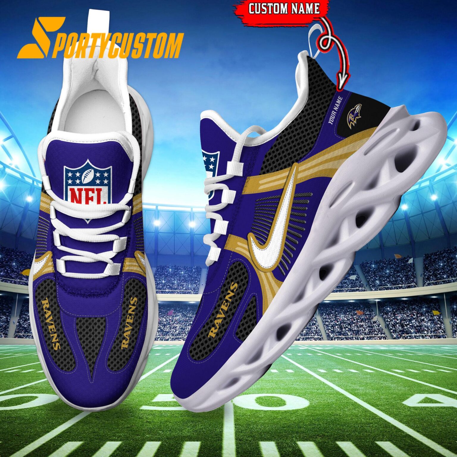 NFL Baltimore Ravens Logo Football Team New Season Max Soul Shoes