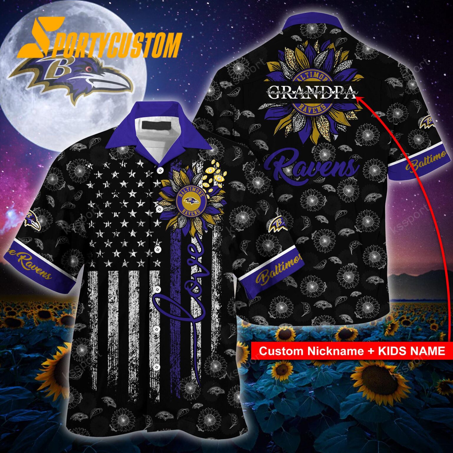 NFL Baltimore Ravens Sunflower For Mother Day Father Day Hawaiian Shirt