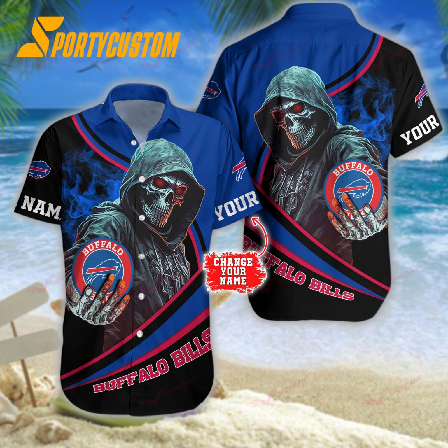 NFL Buffalo Bills Personalized Skull Football Summer Hawaiian Shirt