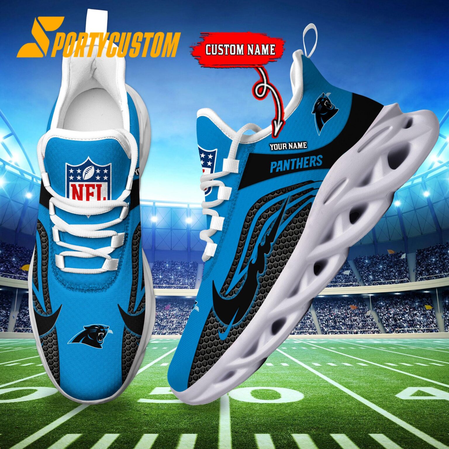 NFL Carolina Panthers Football Team New Design Max Soul Shoes Sneaker