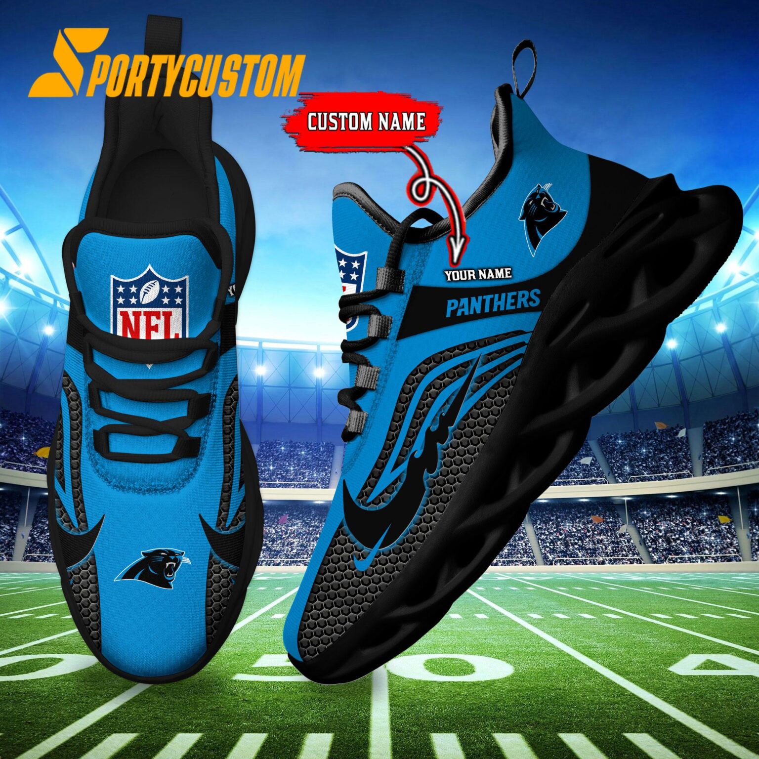 NFL Carolina Panthers Football Team New Design Max Soul Shoes Sneaker