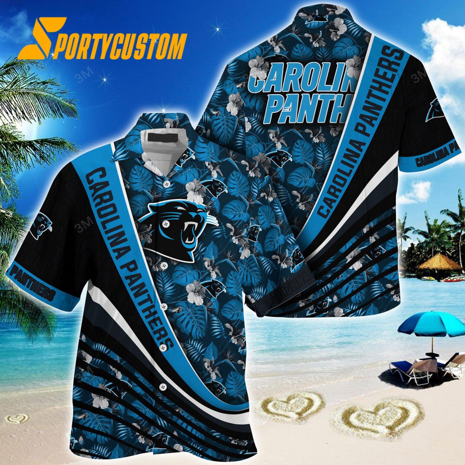 NFL Carolina Panthers Summer Hawaii Shirt With Tropical Flower Pattern