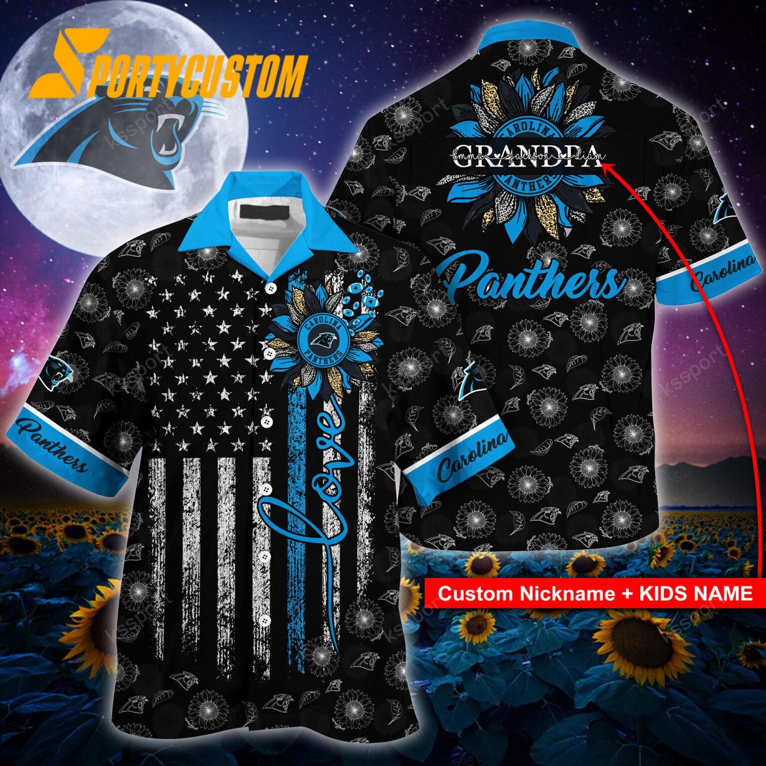 NFL Carolina Panthers Sunflower For Mother Day Father Day Hawaiian Shirt