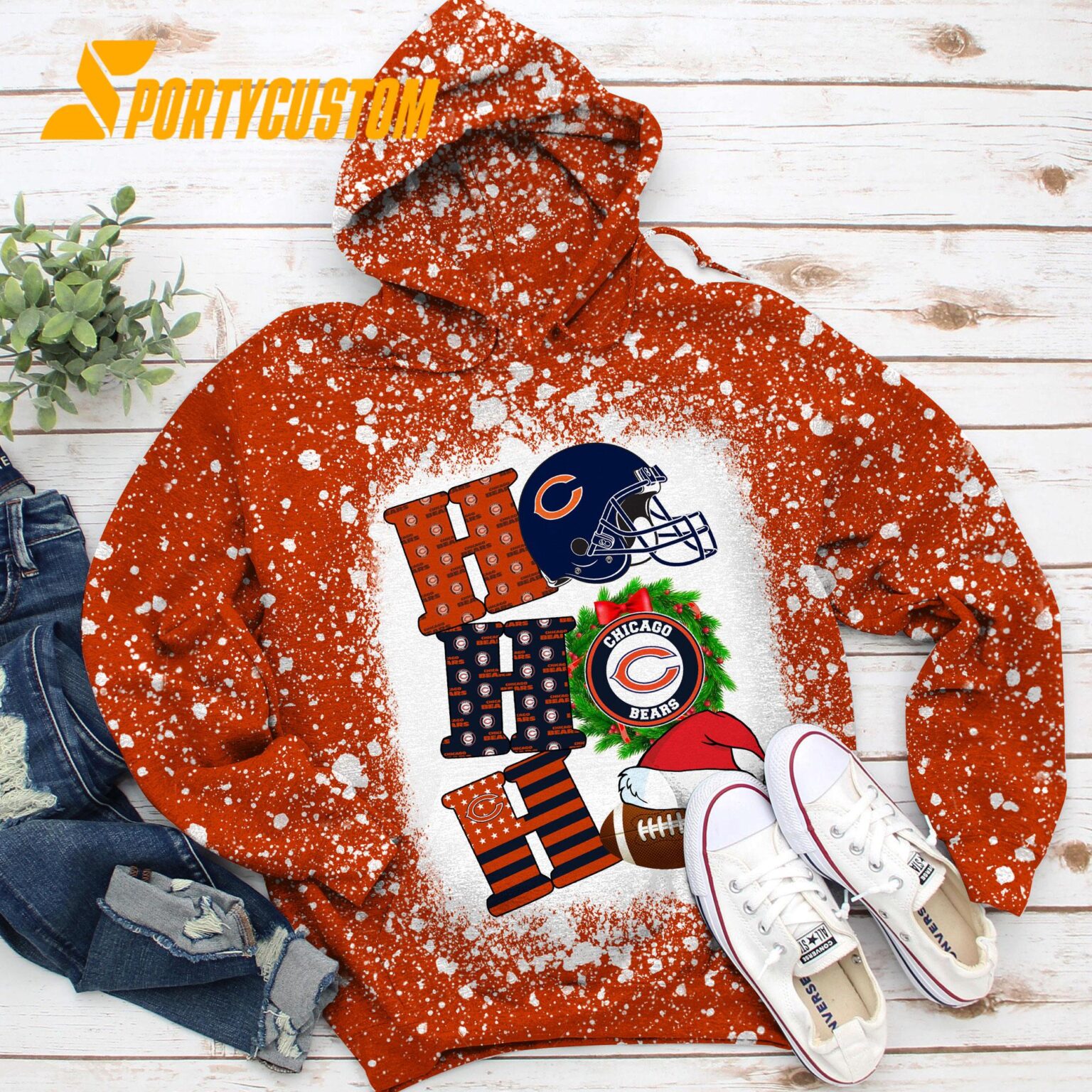 NFL Chicago Bears Football Santa Hats HoHoHo Christmas Unisex TShirt, Hoodie, Sweatshirt