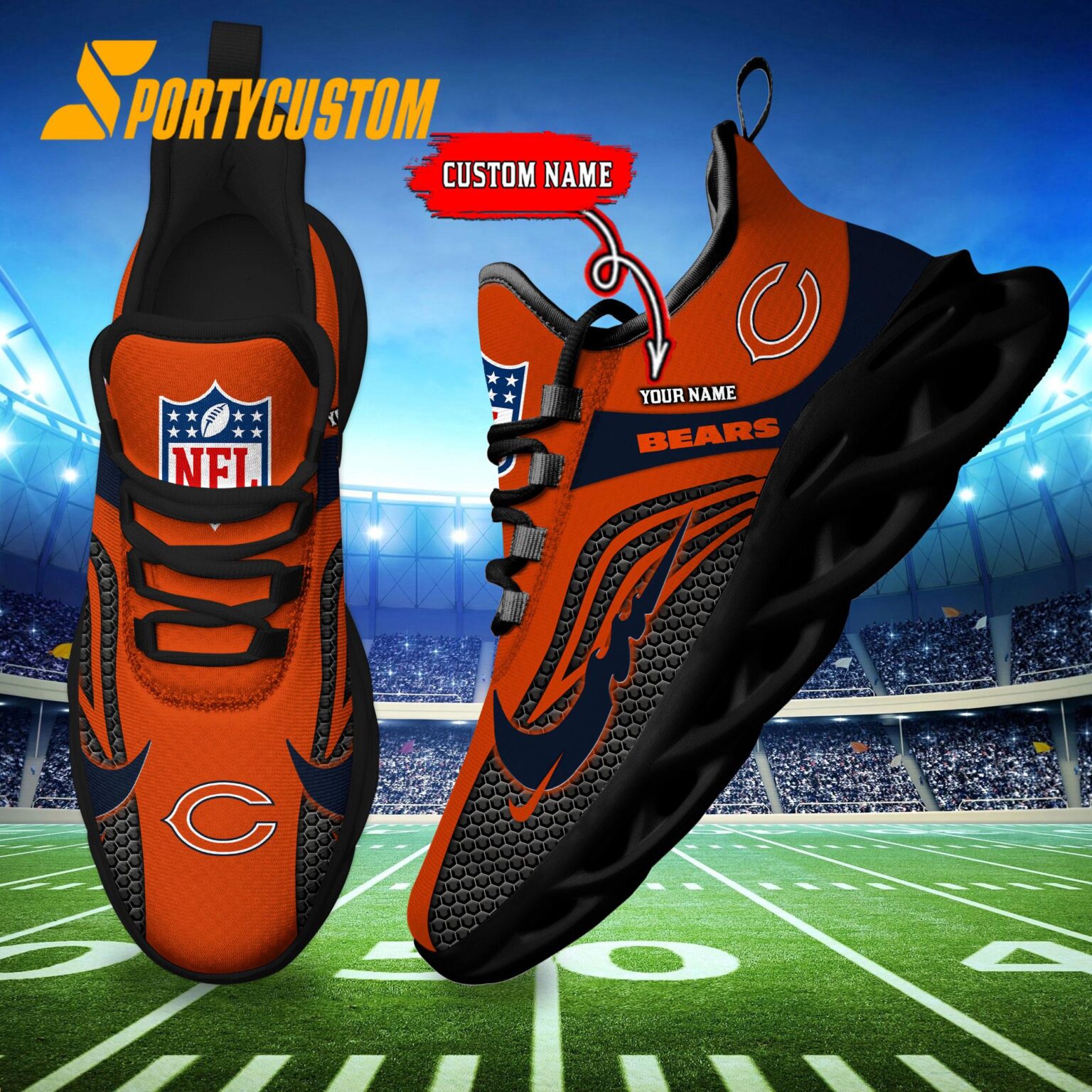 NFL Chicago Bears Football Team New Design Max Soul Shoes Sneaker