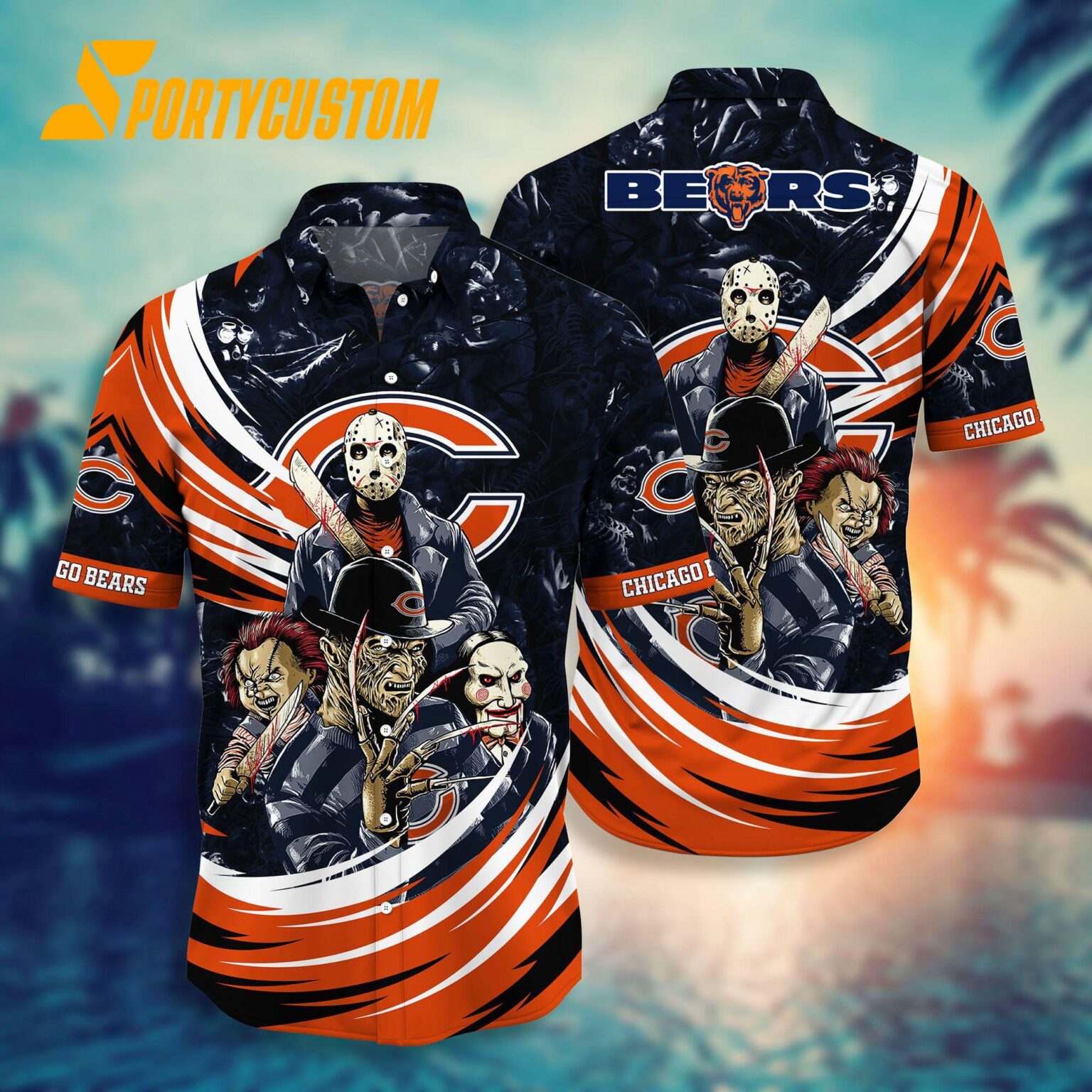 NFL Chicago Bears Halloween Horror Movies Summer Hawaiian Shirts