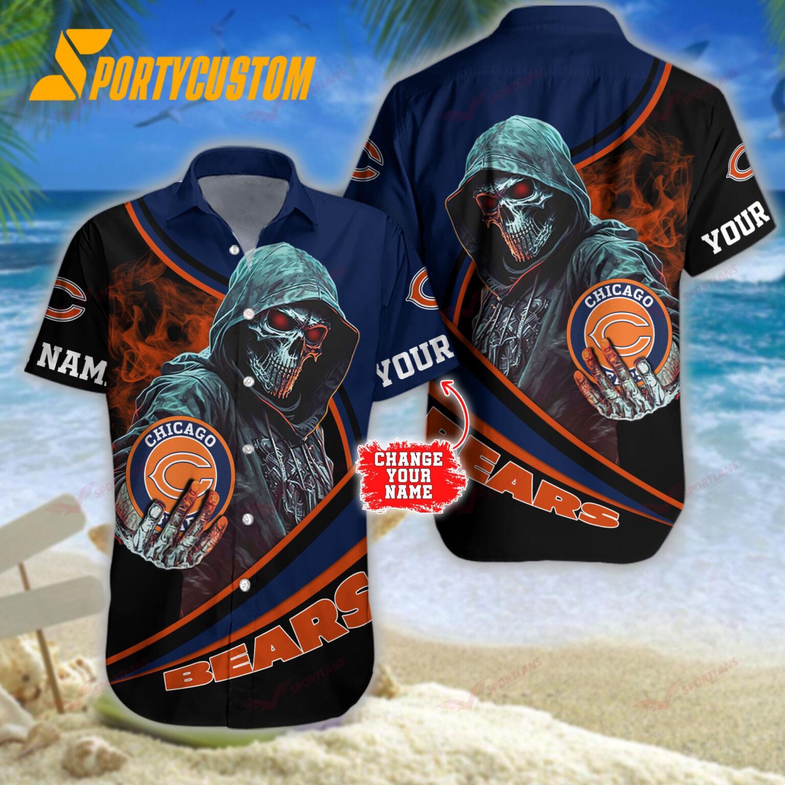 NFL Chicago Bears Personalized Skull Football Summer Hawaiian Shirt