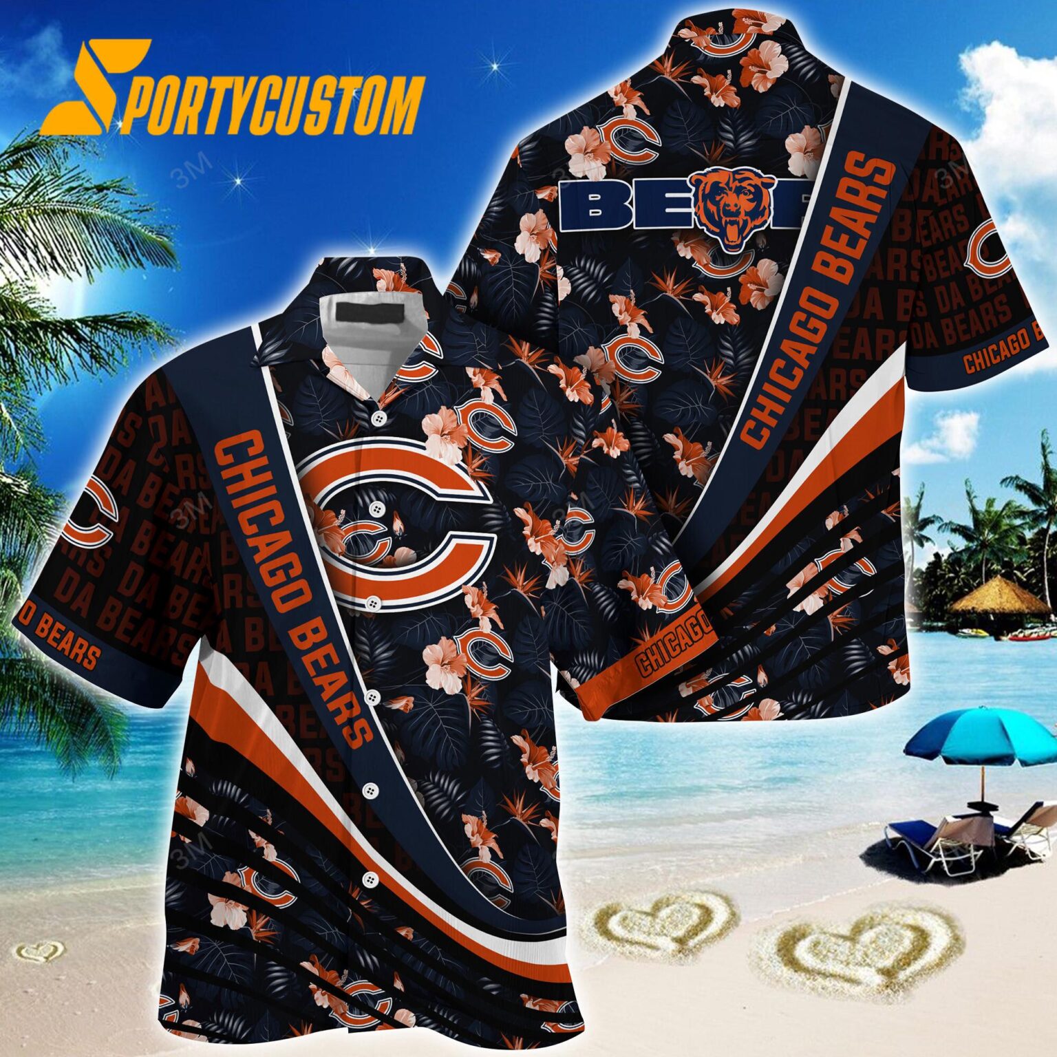 NFL Chicago Bears Summer Hawaii Shirt With Tropical Flower Pattern