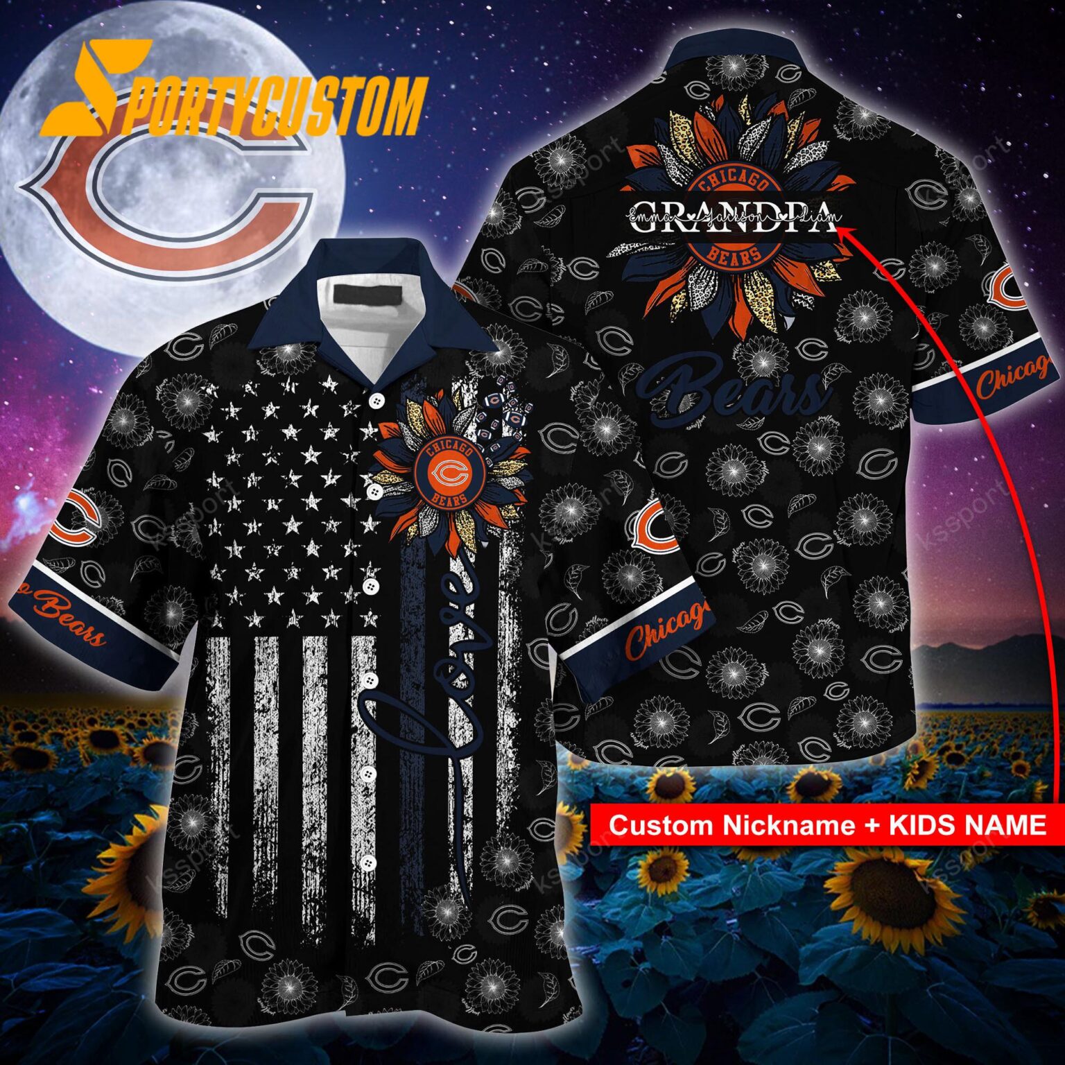 NFL Chicago Bears Sunflower For Mother Day Father Day Hawaiian Shirt