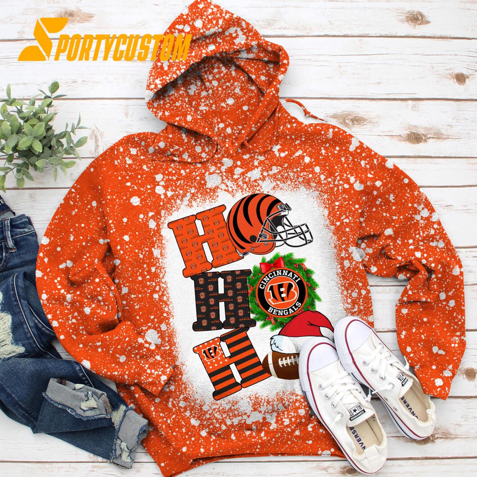 NFL Cincinnati Bengals Football Santa Hats HoHoHo Christmas Unisex TShirt, Hoodie, Sweatshirt