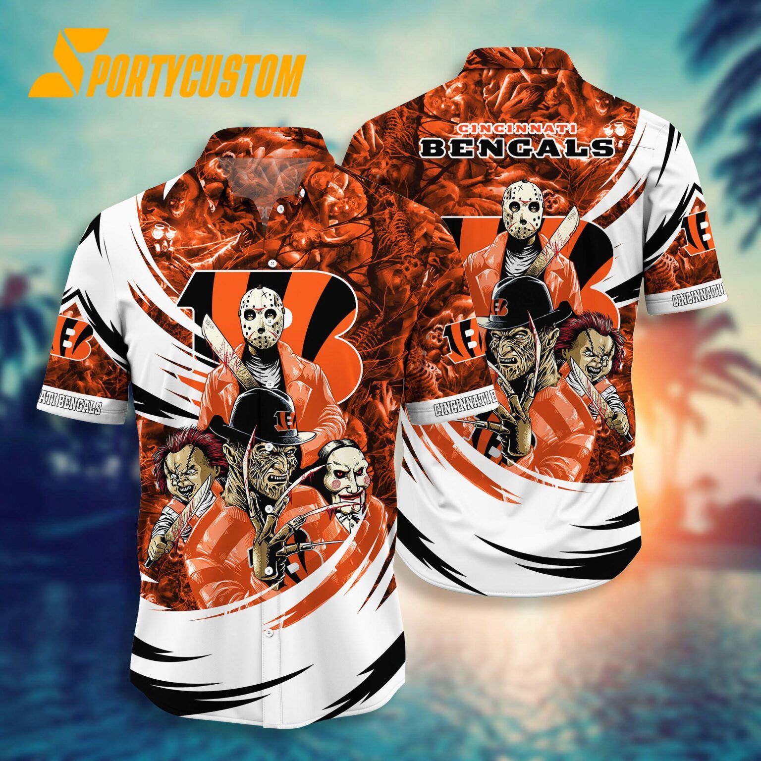 NFL Cincinnati Bengals Halloween Horror Movies Summer Hawaiian Shirts