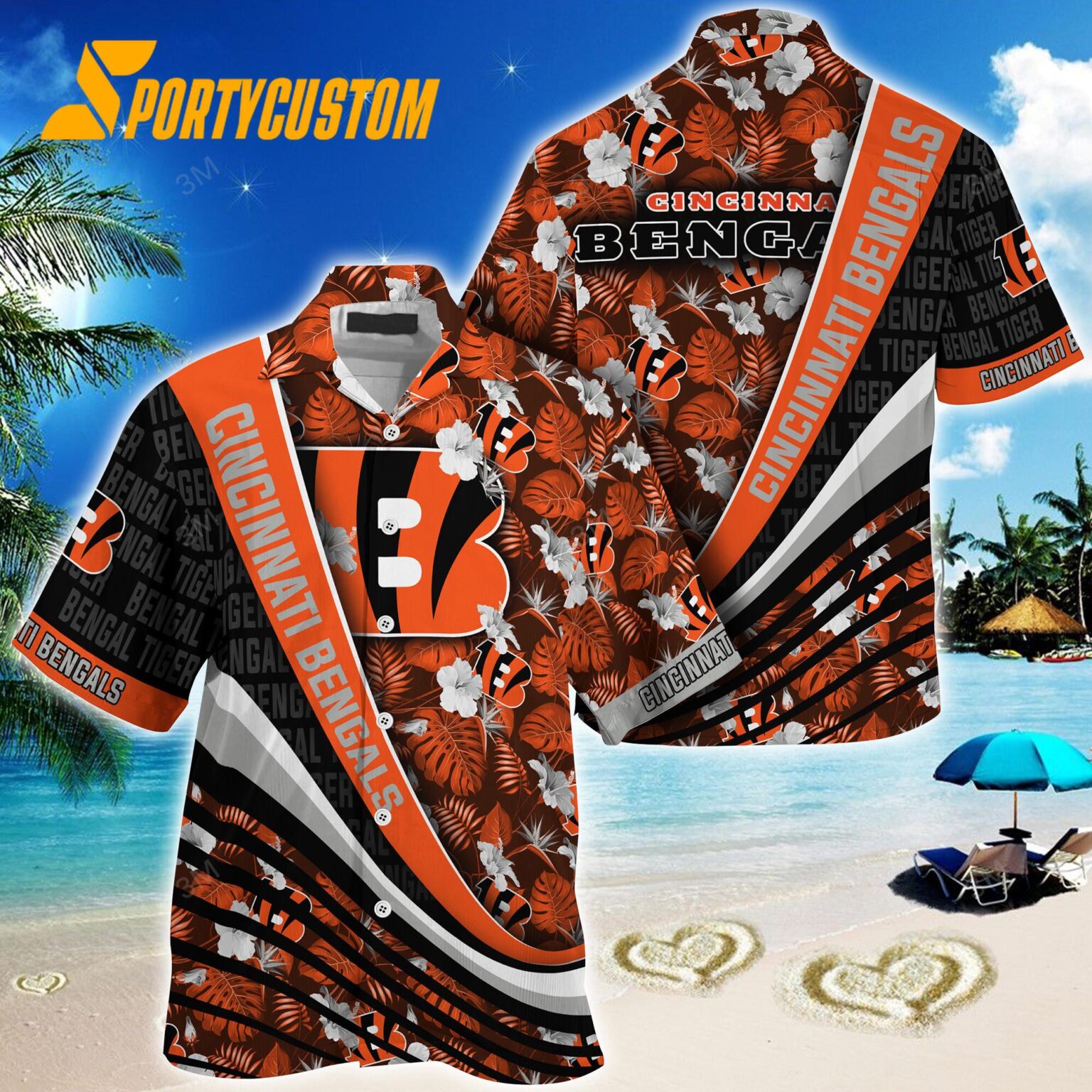 NFL Cincinnati Bengals Summer Hawaii Shirt With Tropical Flower Pattern