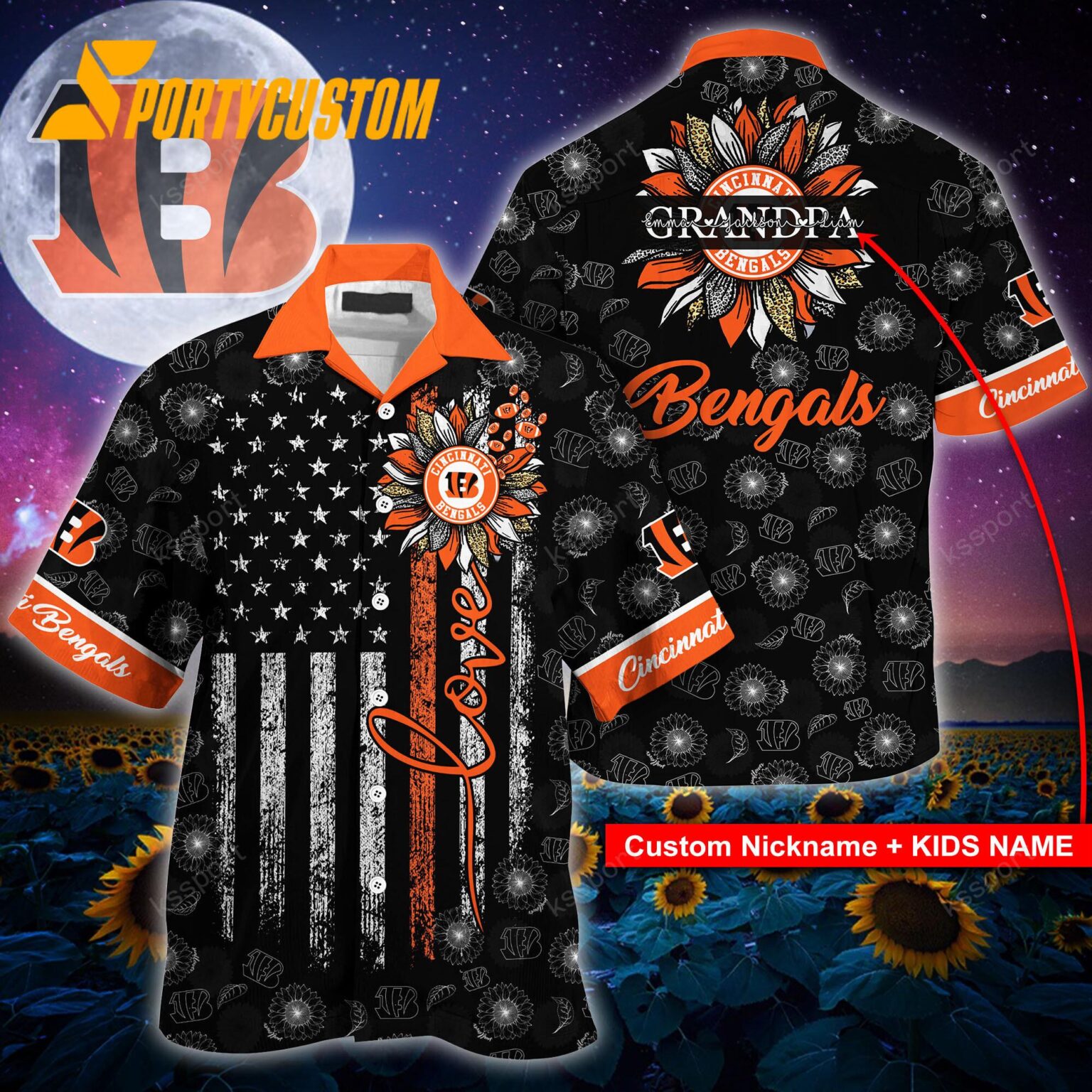 NFL Cincinnati Bengals Sunflower For Mother Day Father Day Hawaiian Shirt