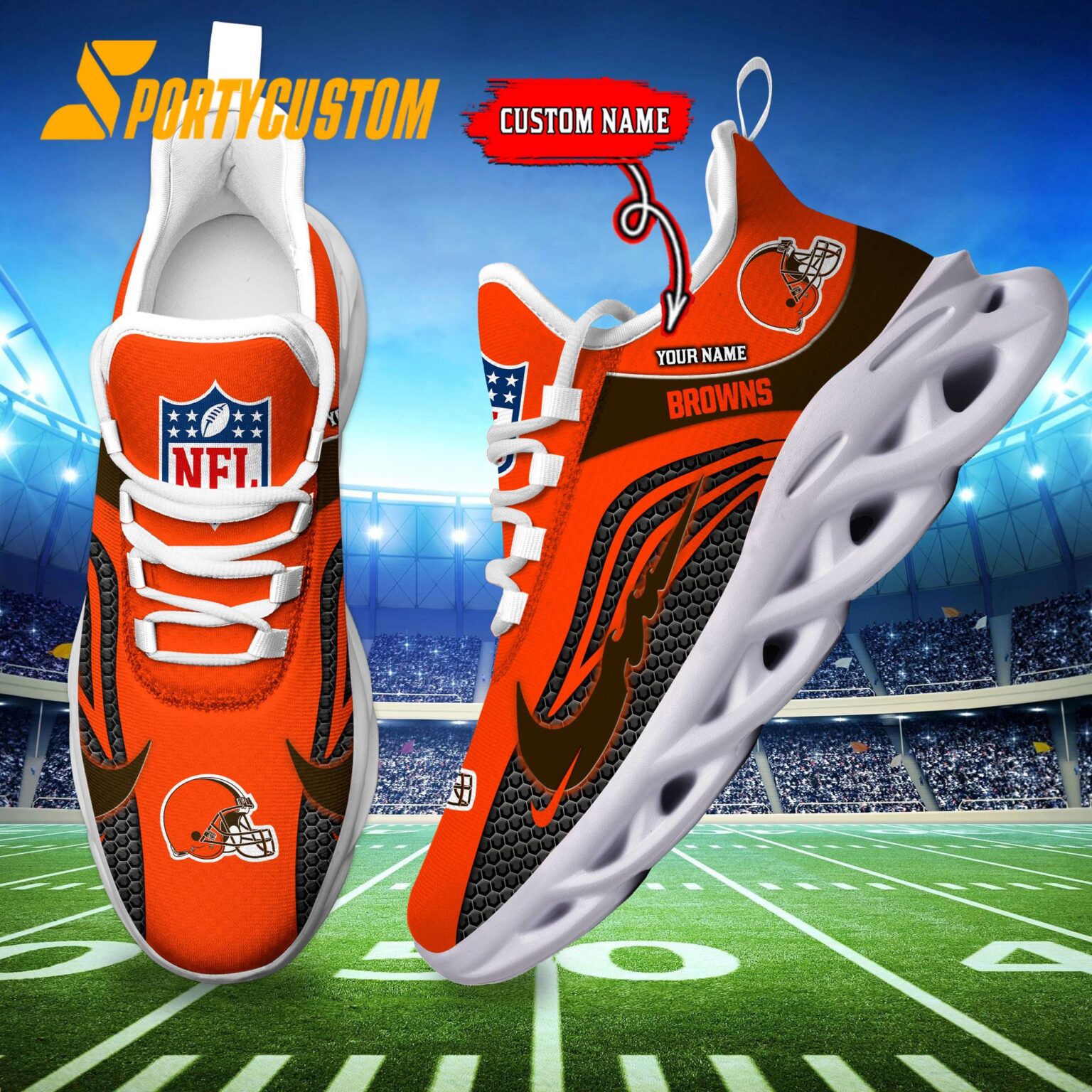 NFL Cleveland Browns Football Team New Design Max Soul Shoes Sneaker