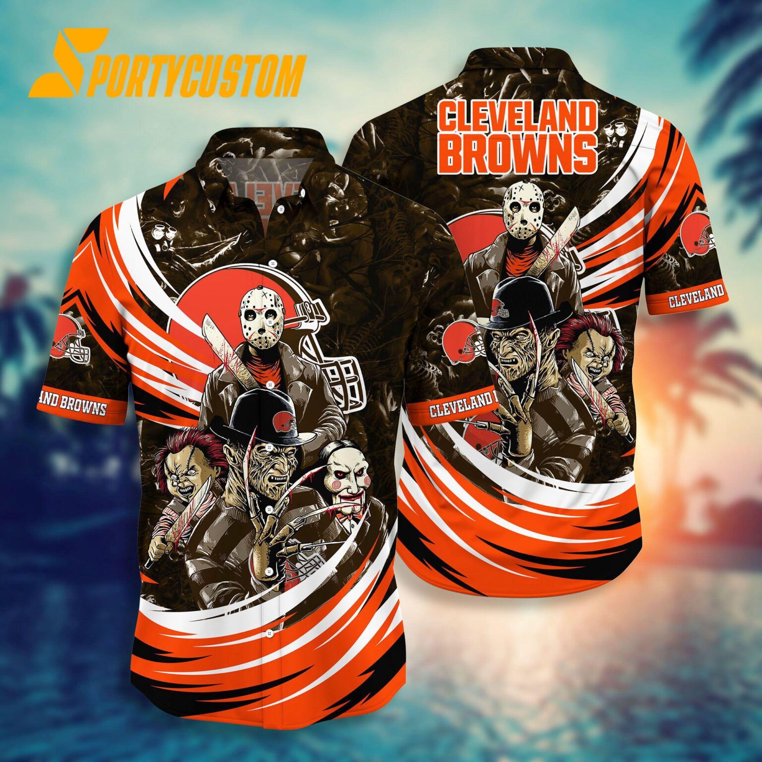 NFL Cleveland Browns Halloween Horror Movies Summer Hawaiian Shirts