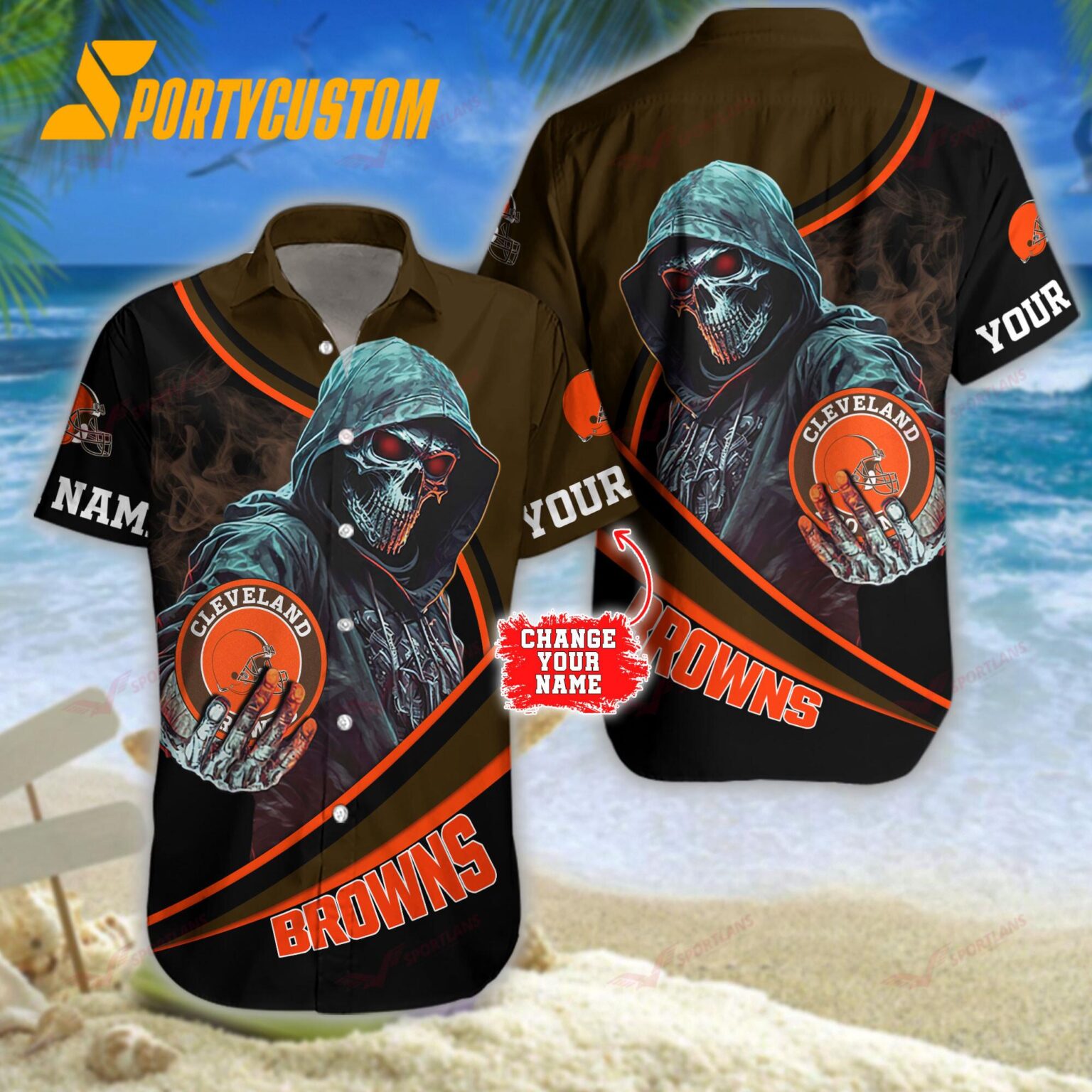 NFL Cleveland Browns Personalized Skull Football Summer Hawaiian Shirt