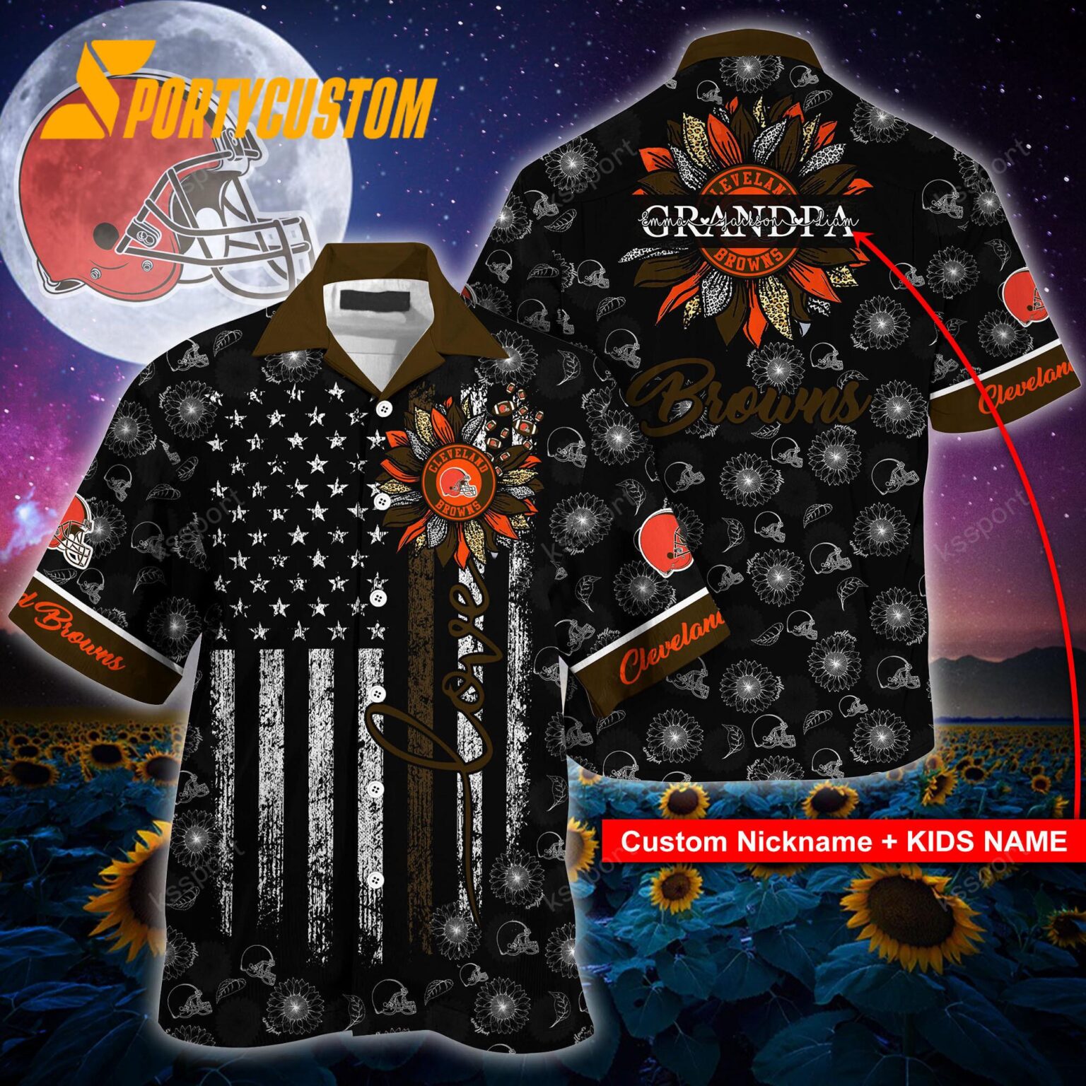 NFL Cleveland Browns Sunflower For Mother Day Father Day Hawaiian Shirt