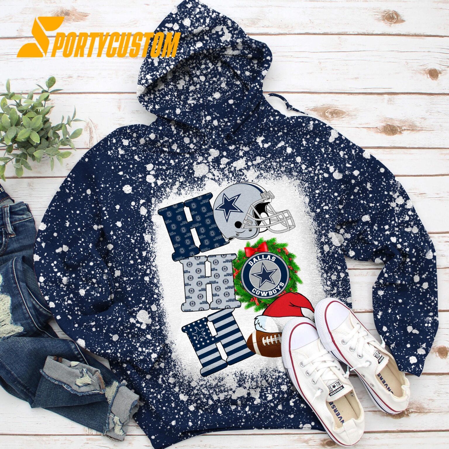 NFL Dallas Cowboys Football Santa Hats HoHoHo Christmas Unisex TShirt, Hoodie, Sweatshirt