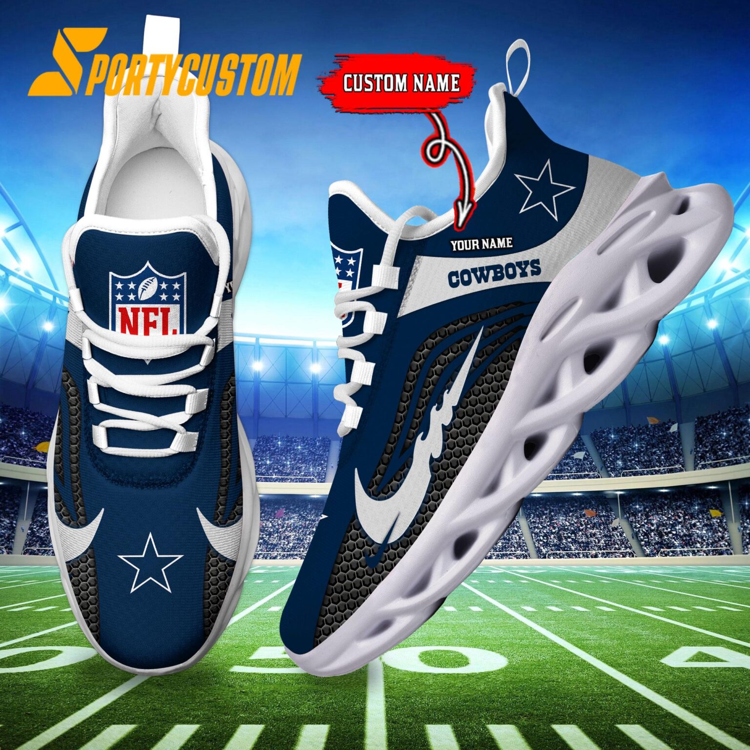 NFL Dallas Cowboys Football Team New Design Max Soul Shoes Sneaker