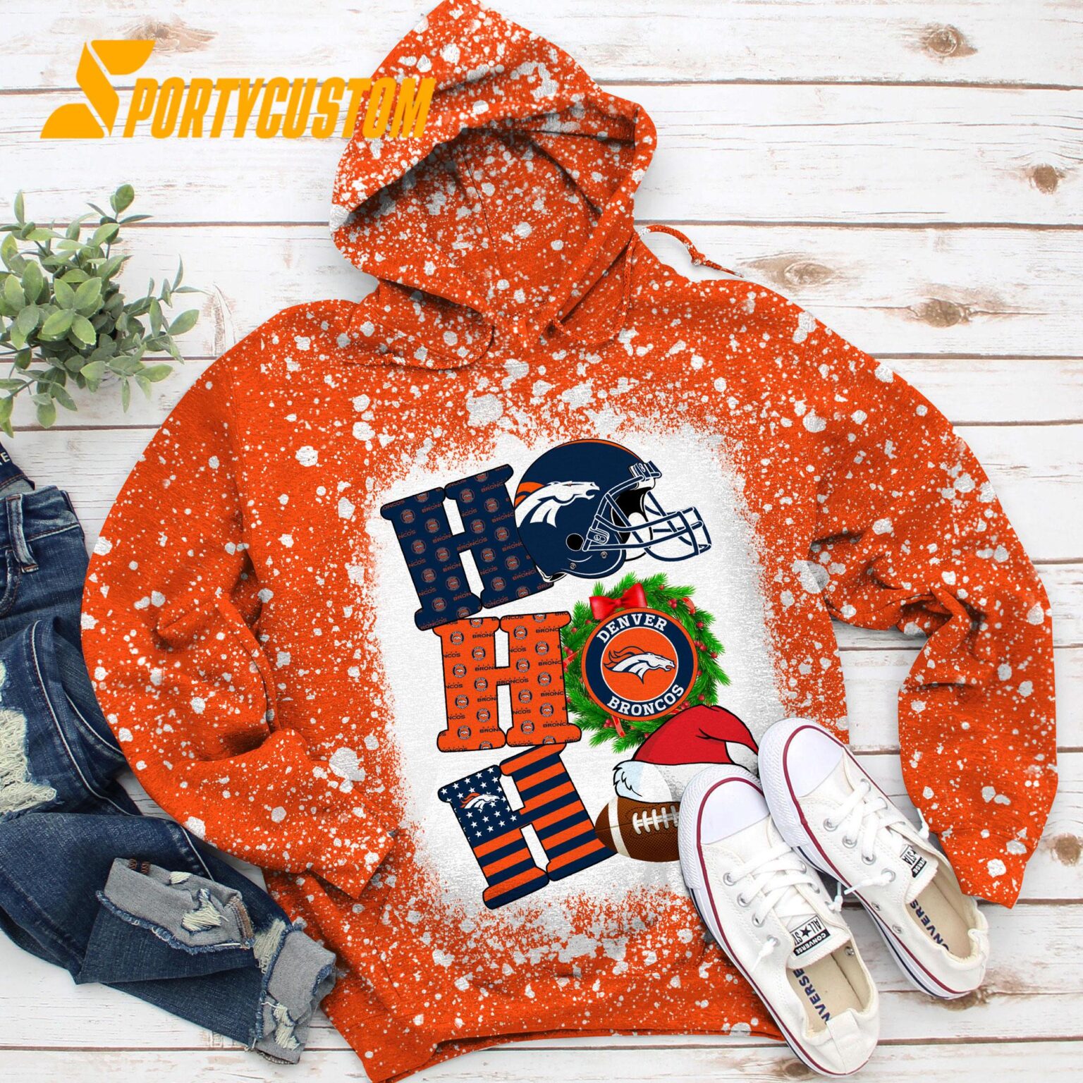 NFL Denver Broncos Football Santa Hats HoHoHo Christmas Unisex TShirt, Hoodie, Sweatshirt
