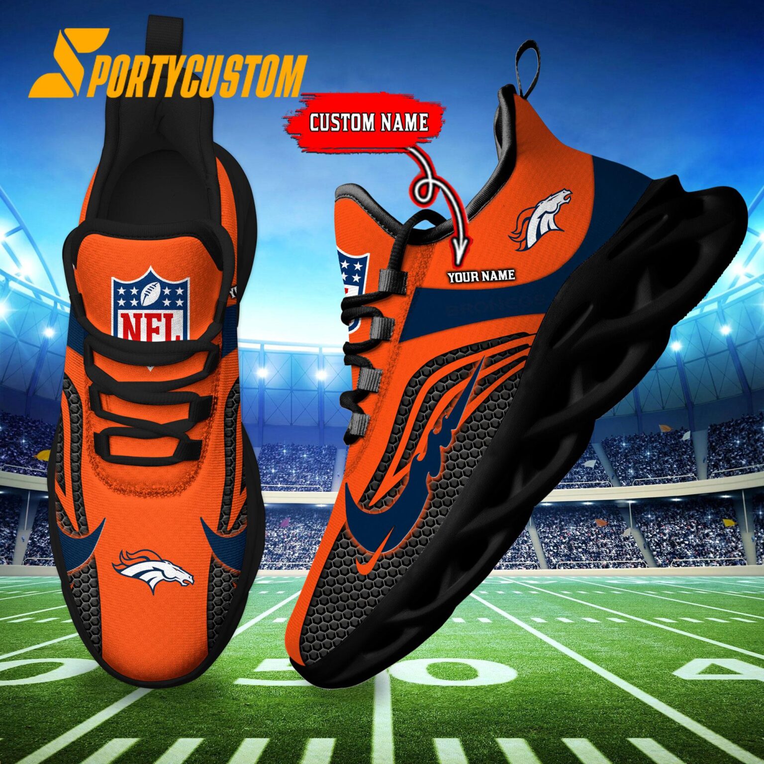 NFL Denver Broncos Football Team New Design Max Soul Shoes Sneaker