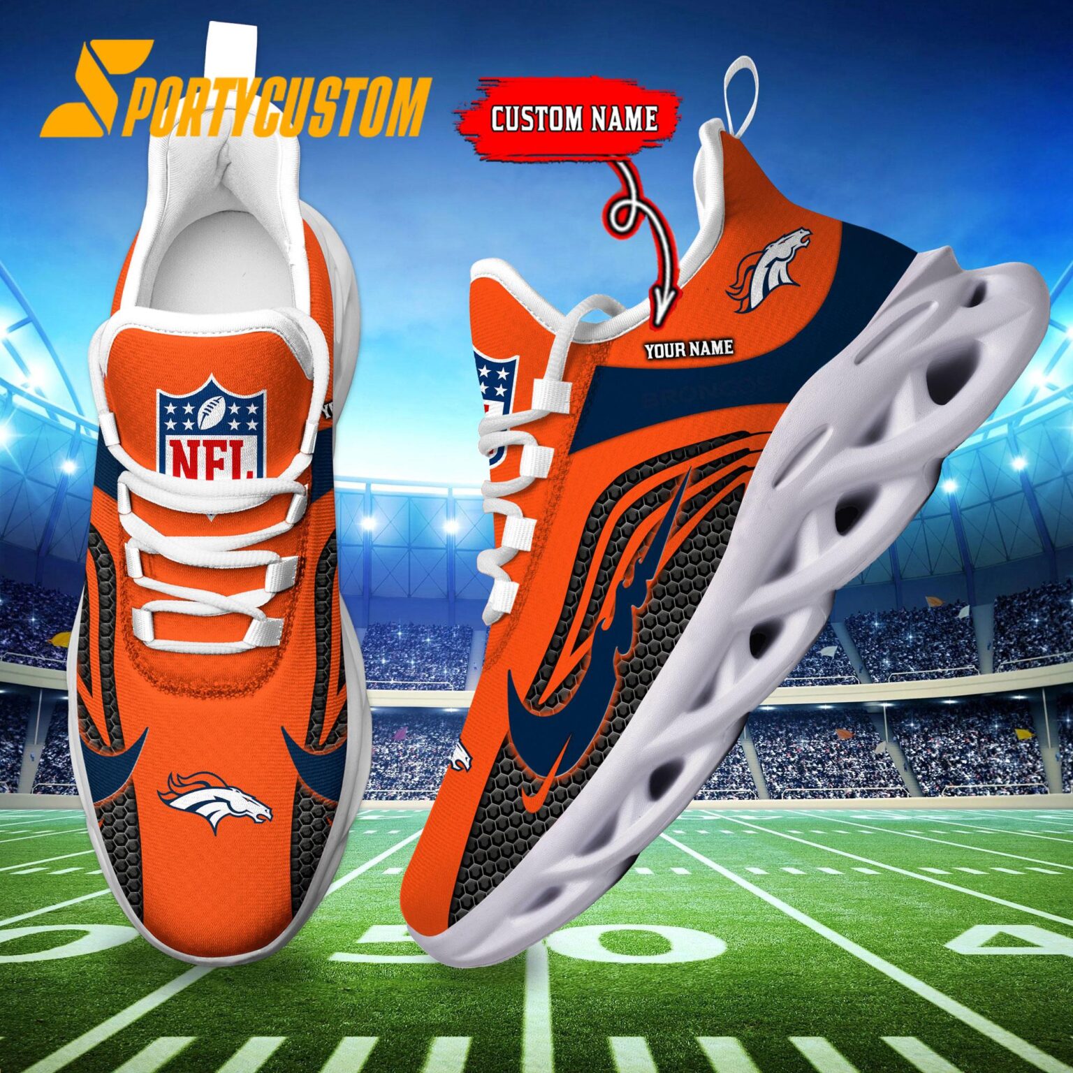 NFL Denver Broncos Football Team New Design Max Soul Shoes Sneaker