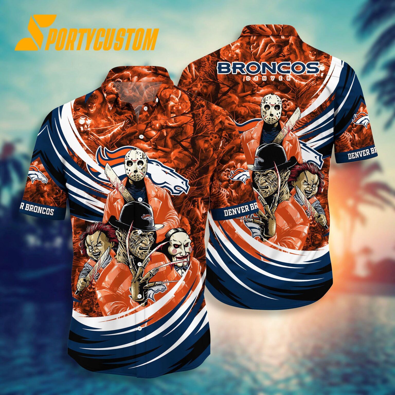 NFL Denver Broncos Halloween Horror Movies Summer Hawaiian Shirts