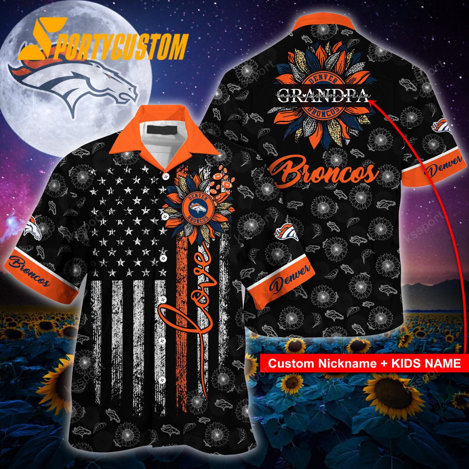 NFL Denver Broncos Sunflower For Mother Day Father Day Hawaiian Shirt