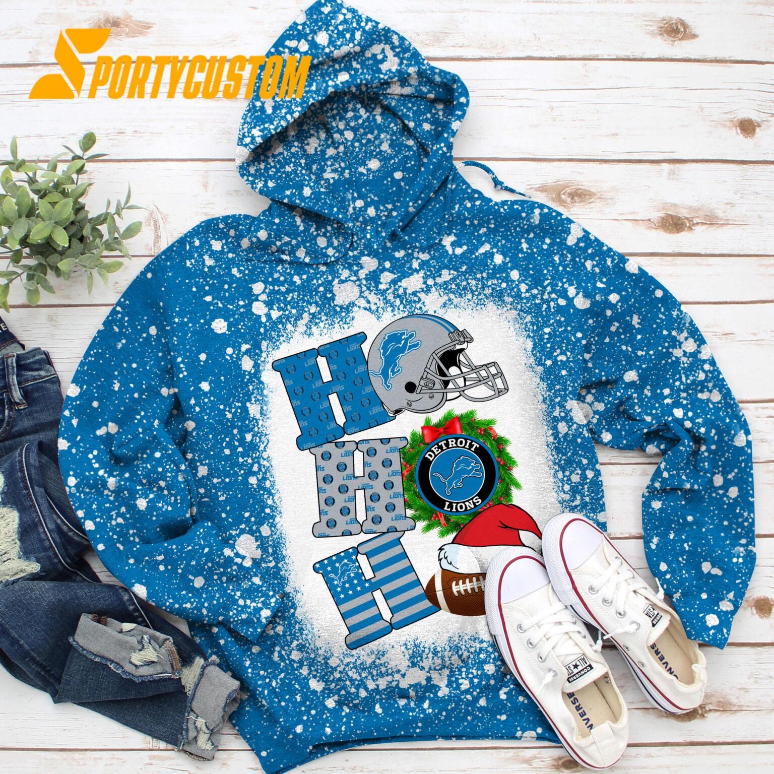 NFL Detroit Lions Football Santa Hats HoHoHo Christmas Unisex TShirt, Hoodie, Sweatshirt