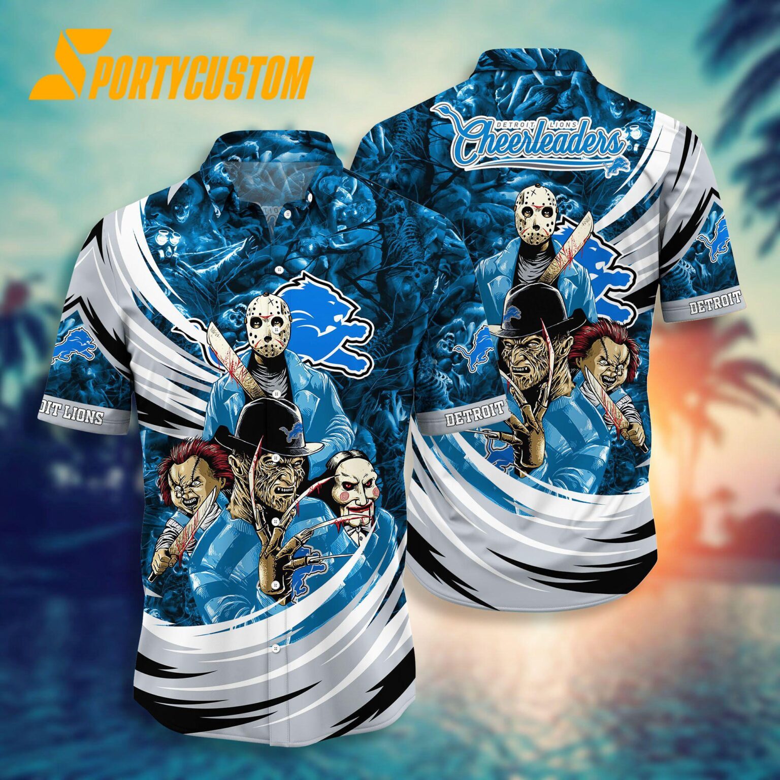 NFL Detroit Lions Halloween Horror Movies Summer Hawaiian Shirts