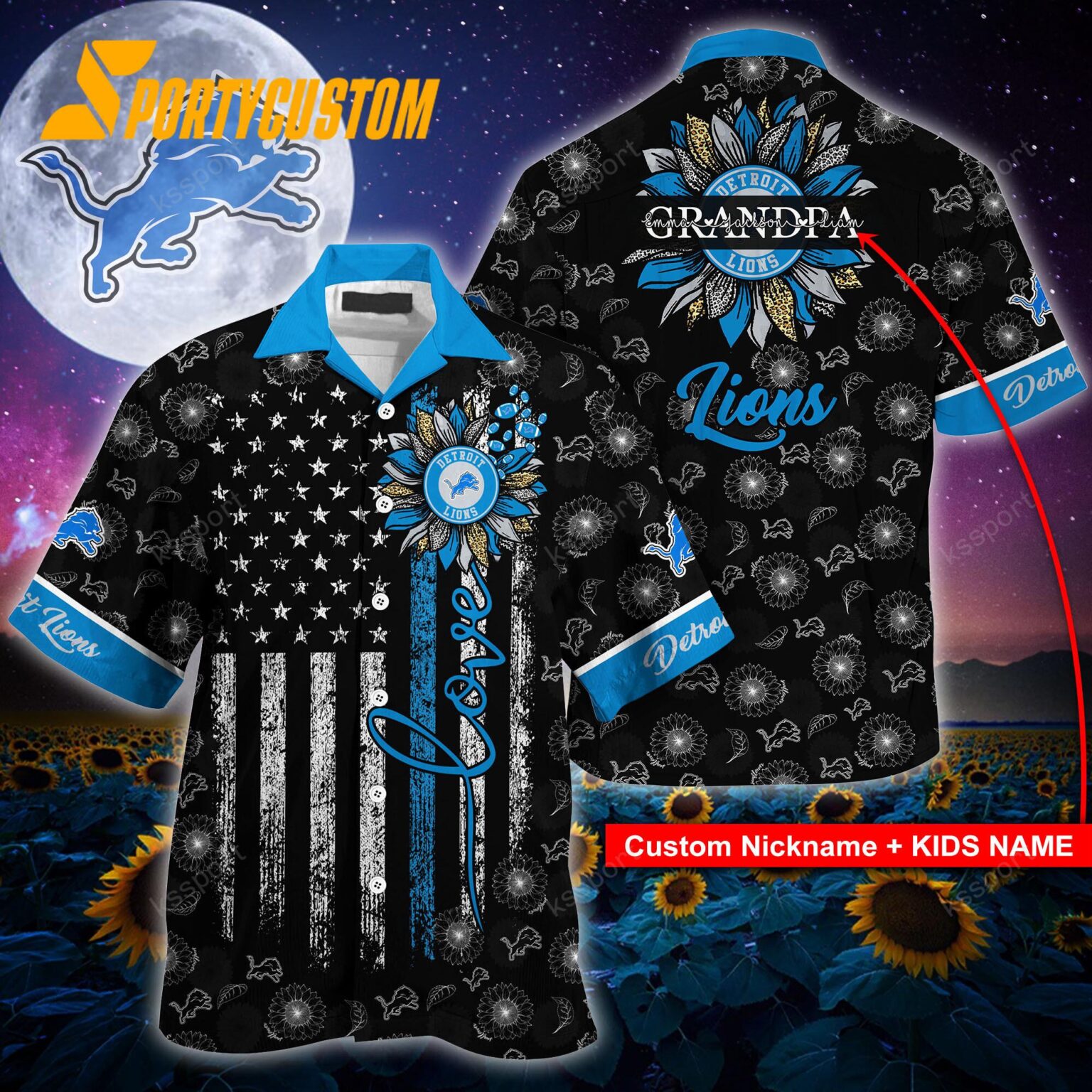 NFL Detroit Lions Sunflower For Mother Day Father Day Hawaiian Shirt