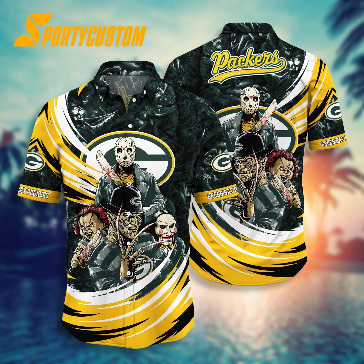 NFL Green Bay Packers Halloween Horror Movies Summer Hawaiian Shirts