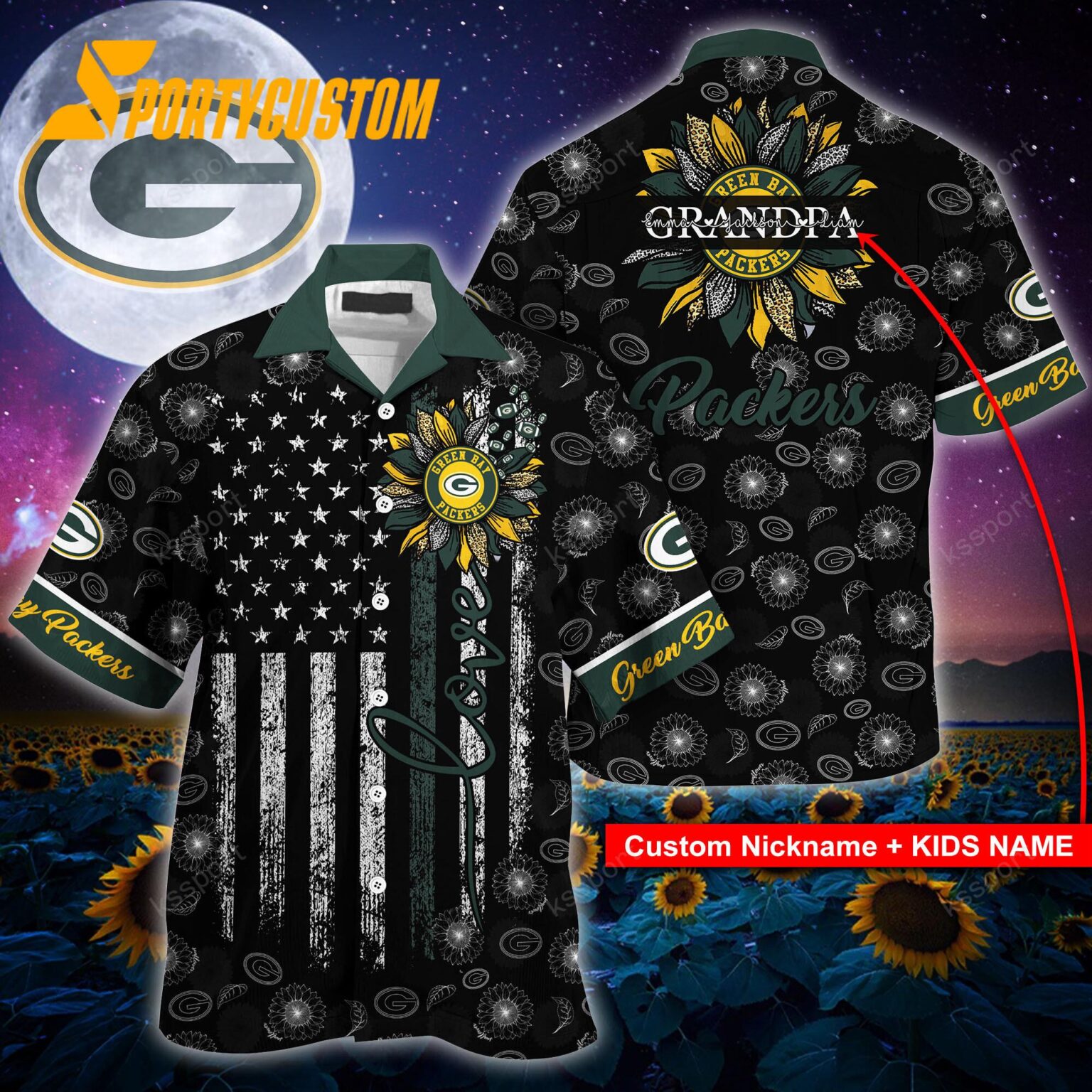 NFL Green Bay Packers Sunflower For Mother Day Father Day Hawaiian Shirt
