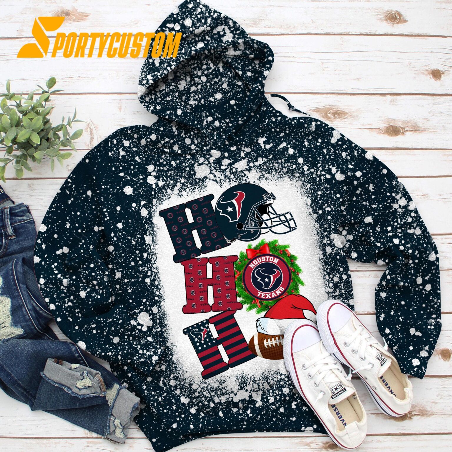 NFL Houston Texans Football Santa Hats HoHoHo Christmas Unisex TShirt, Hoodie, Sweatshirt