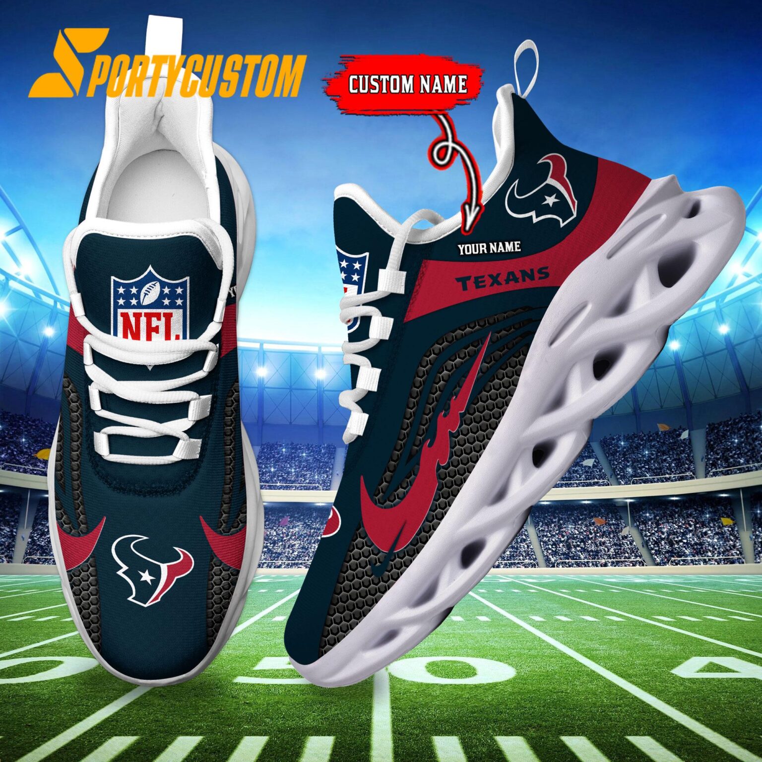 NFL Houston Texans Football Team New Design Max Soul Shoes Sneaker