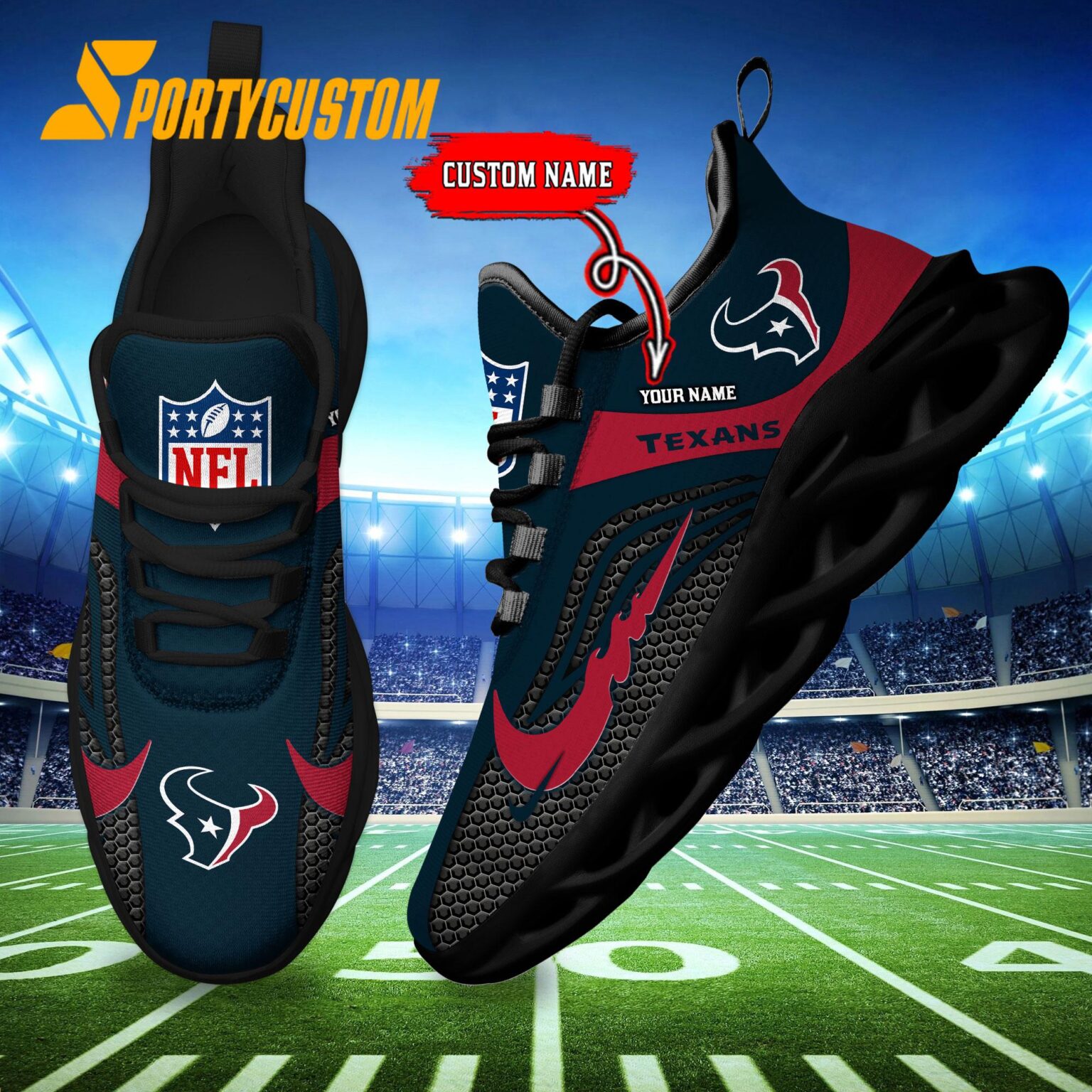 NFL Houston Texans Football Team New Design Max Soul Shoes Sneaker