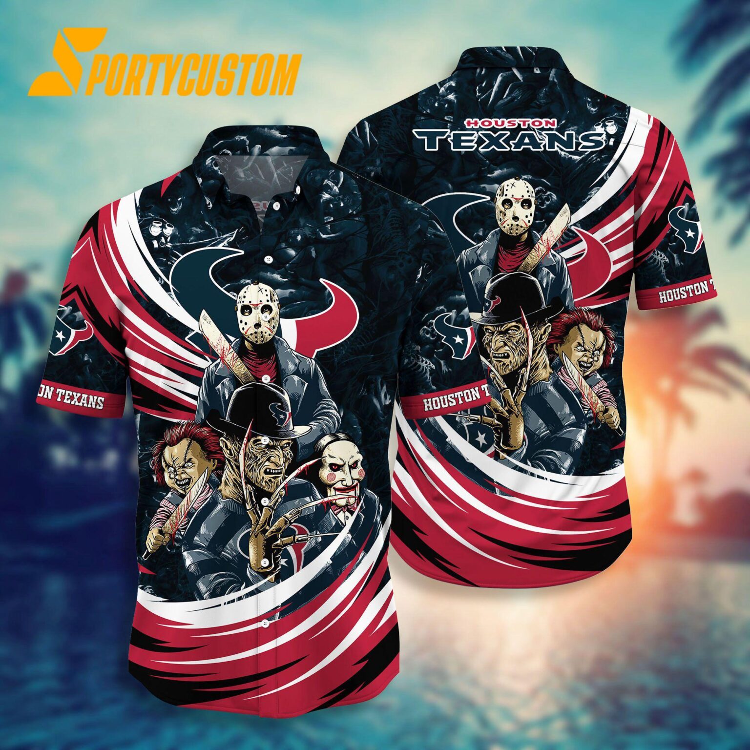 NFL Houston Texans Halloween Horror Movies Summer Hawaiian Shirts