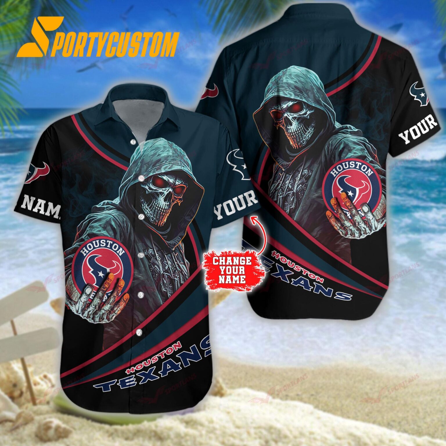 NFL Houston Texans Personalized Skull Football Summer Hawaiian Shirt