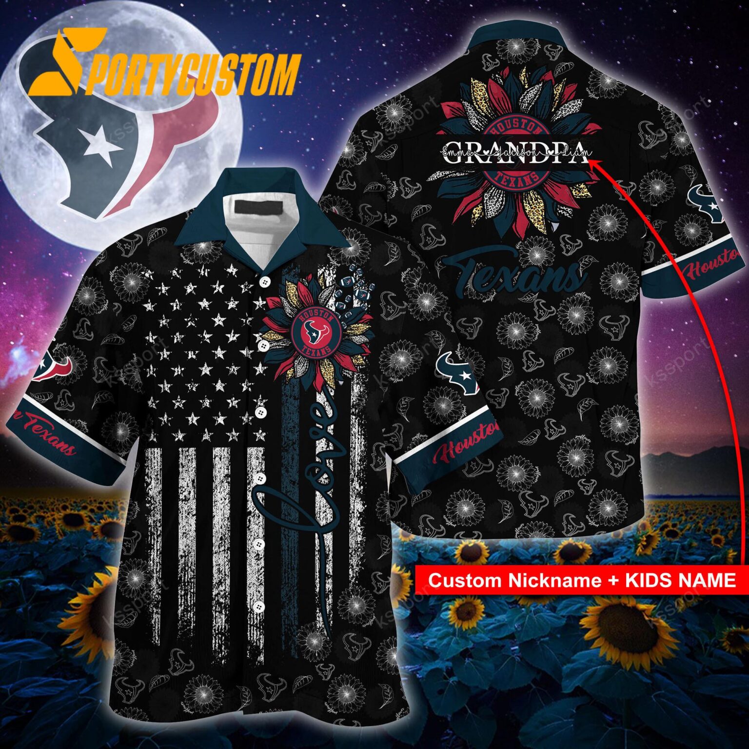 NFL Houston Texans Sunflower For Mother Day Father Day Hawaiian Shirt