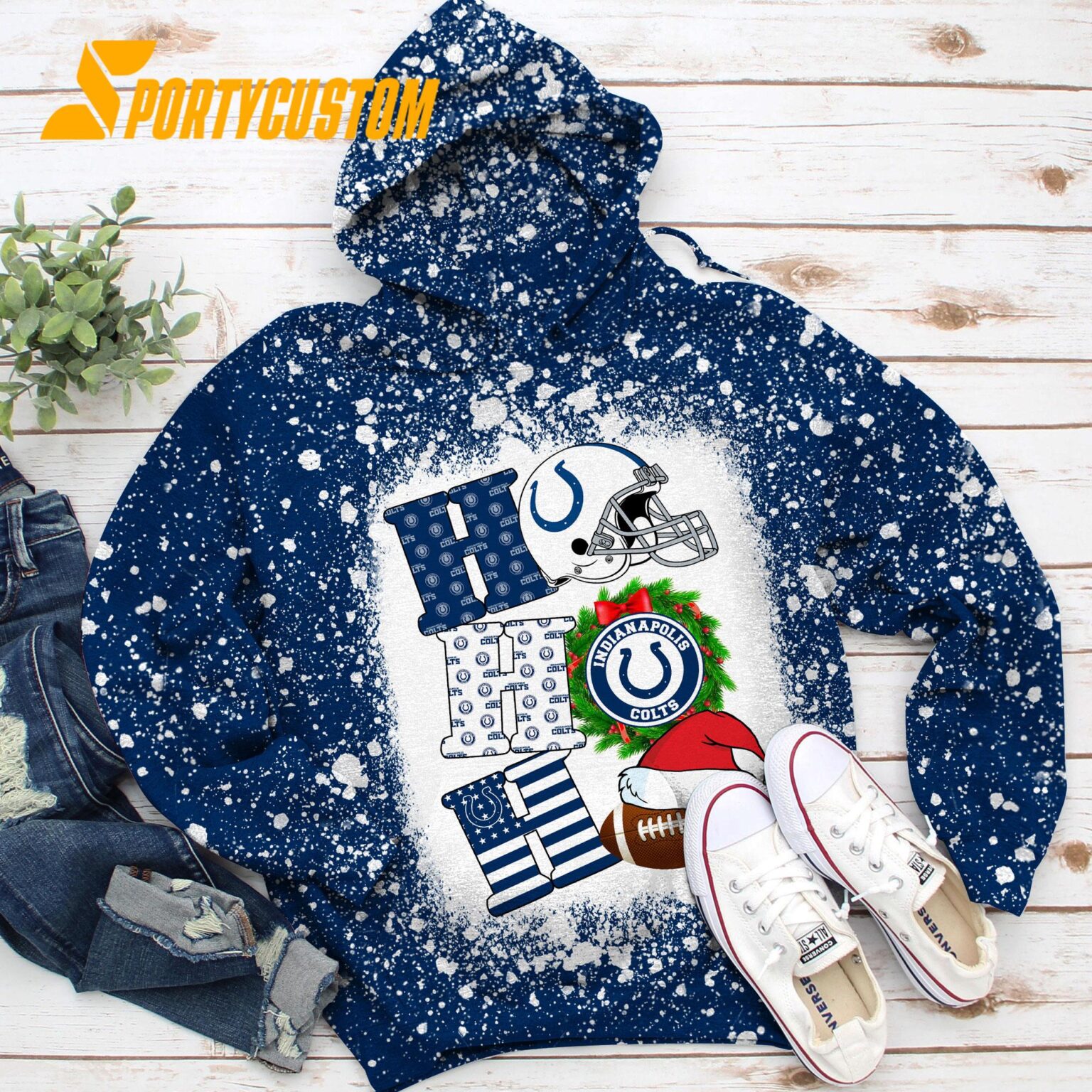 NFL Indianapolis Colts Football Santa Hats HoHoHo Christmas Unisex TShirt, Hoodie, Sweatshirt