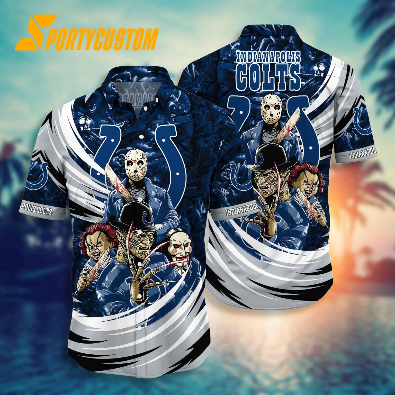 NFL Indianapolis Colts Halloween Horror Movies Summer Hawaiian Shirts