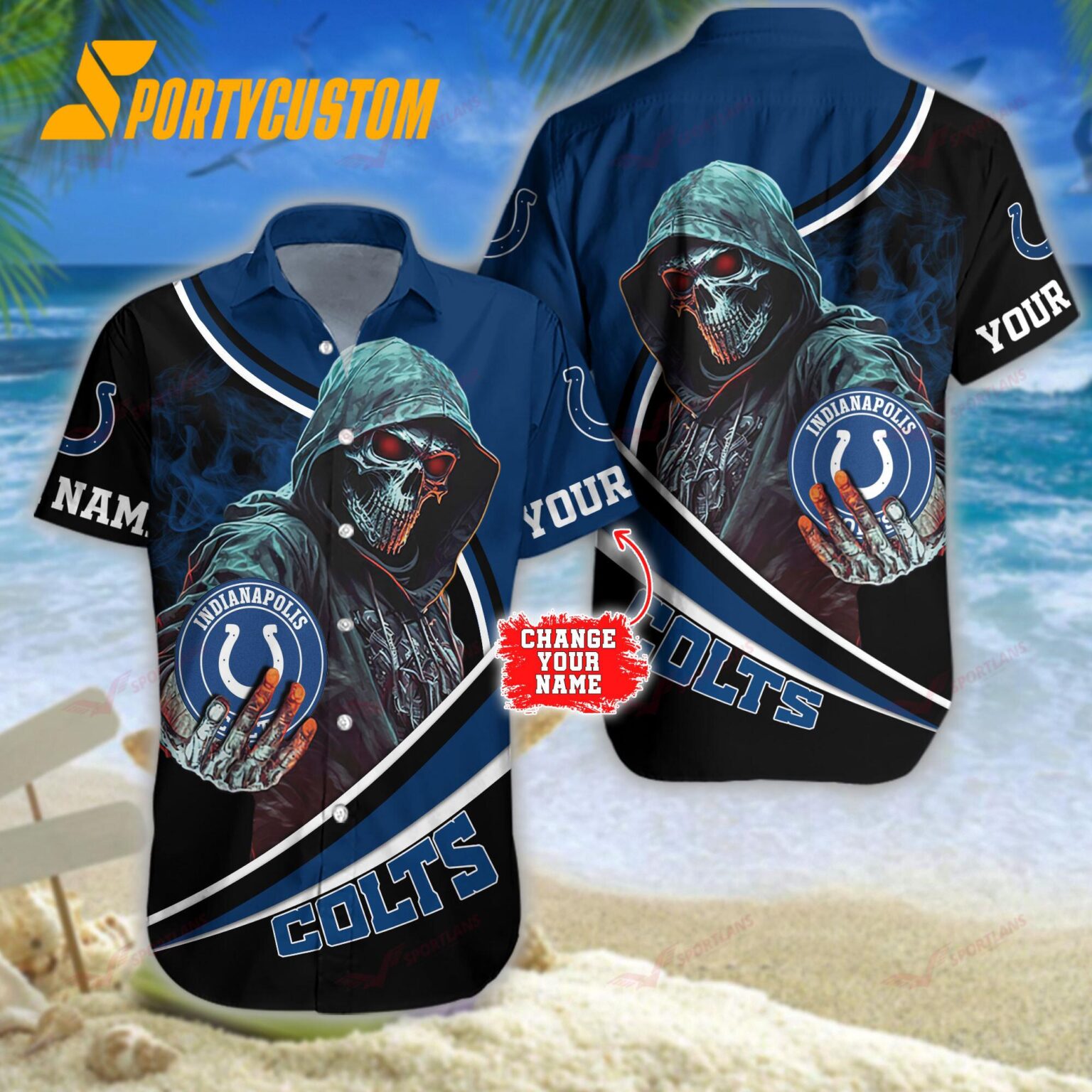 NFL Indianapolis Colts Personalized Skull Football Summer Hawaiian Shirt