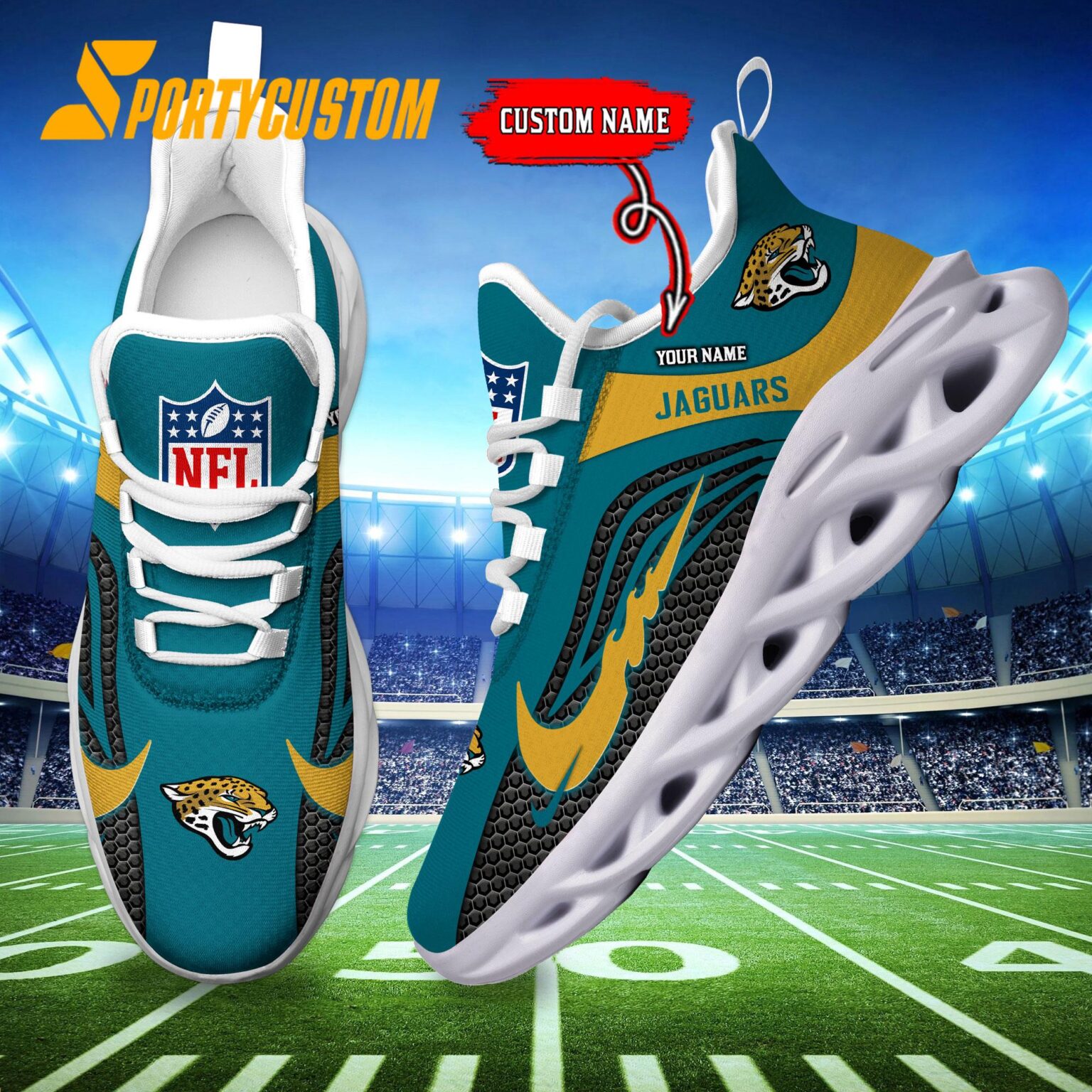 NFL Jacksonville Jaguars Football Team New Design Max Soul Shoes Sneaker